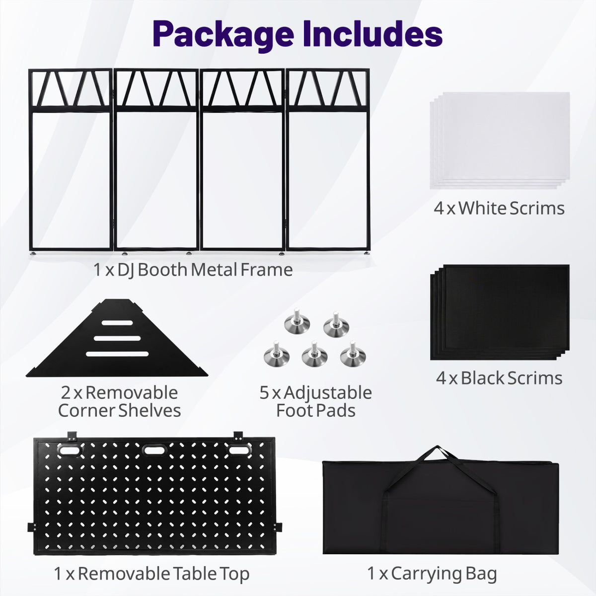 Portable DJ Booth with Black and White Scrims - Foldable Metal Stand-Art Easels-DECOROLALA