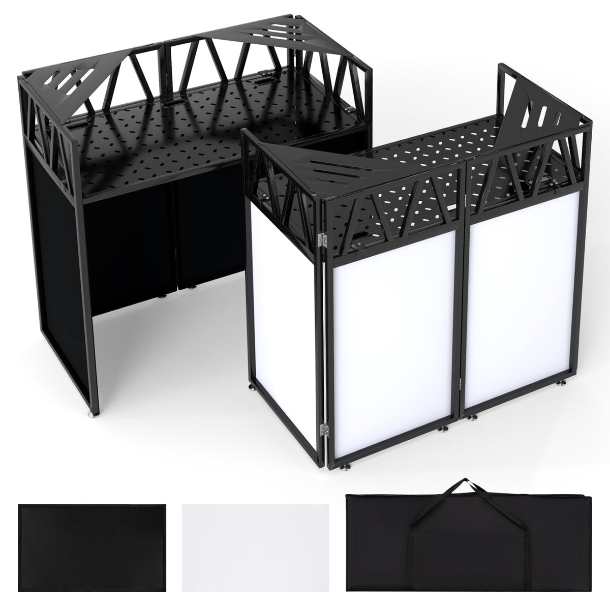 Portable DJ Booth with Black and White Scrims - Foldable Metal Stand-Art Easels-DECOROLALA