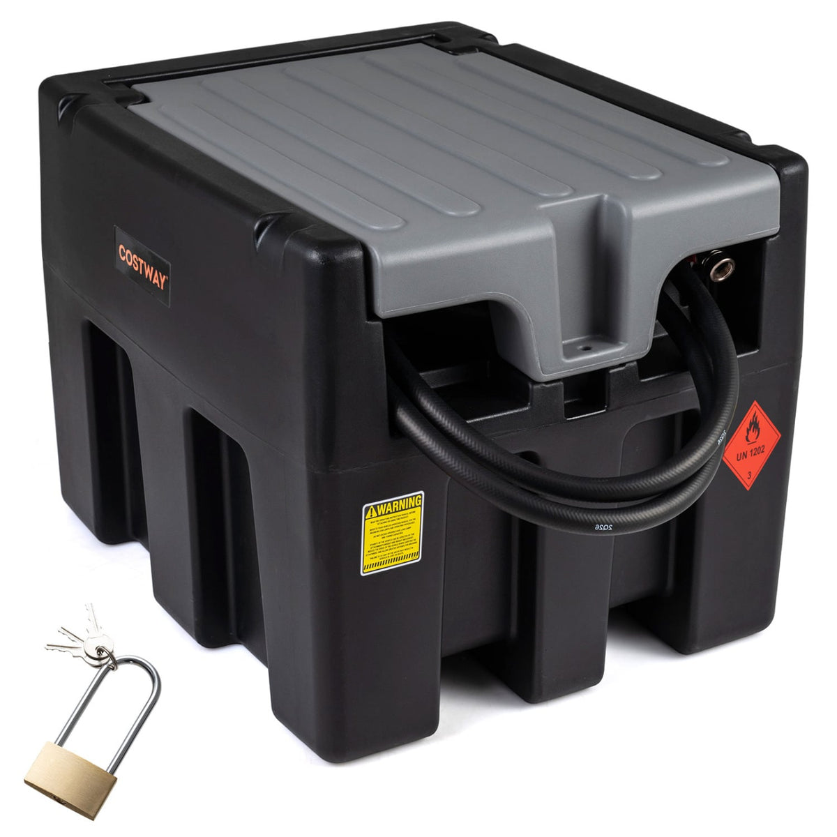 Portable Diesel Tank 53 Gallon with 13.2 GPM Flow Rate for Transportation-Black-Garages-DECOROLALA