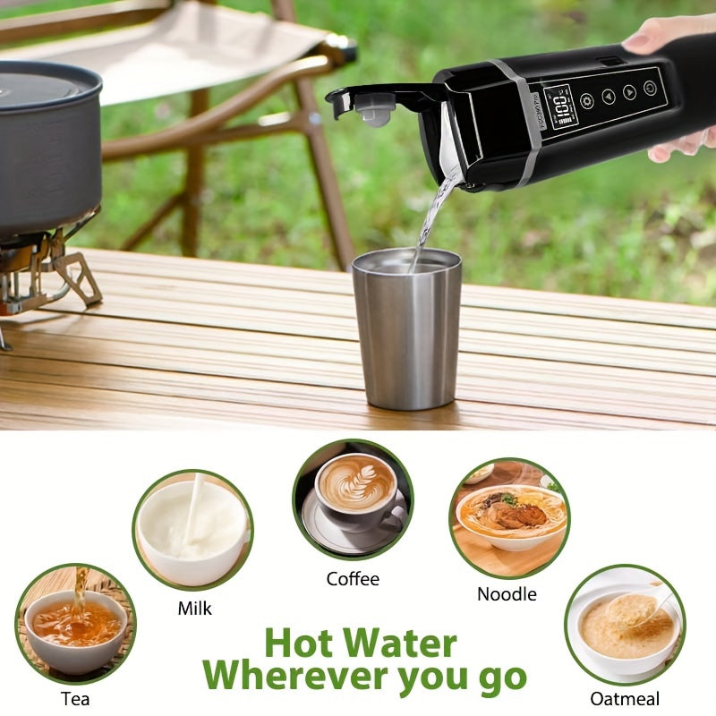 Portable Electric Car Kettle - 1000ml Stainless Steel Black-Table-DECOROLALA