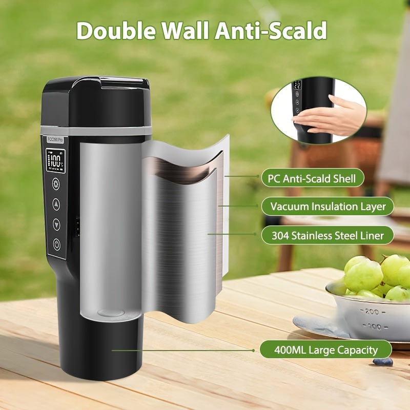 Portable Electric Car Kettle - 1000ml Stainless Steel Black-Table-DECOROLALA