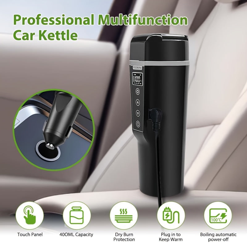 Portable Electric Car Kettle - 1000ml Stainless Steel Black-Table-DECOROLALA