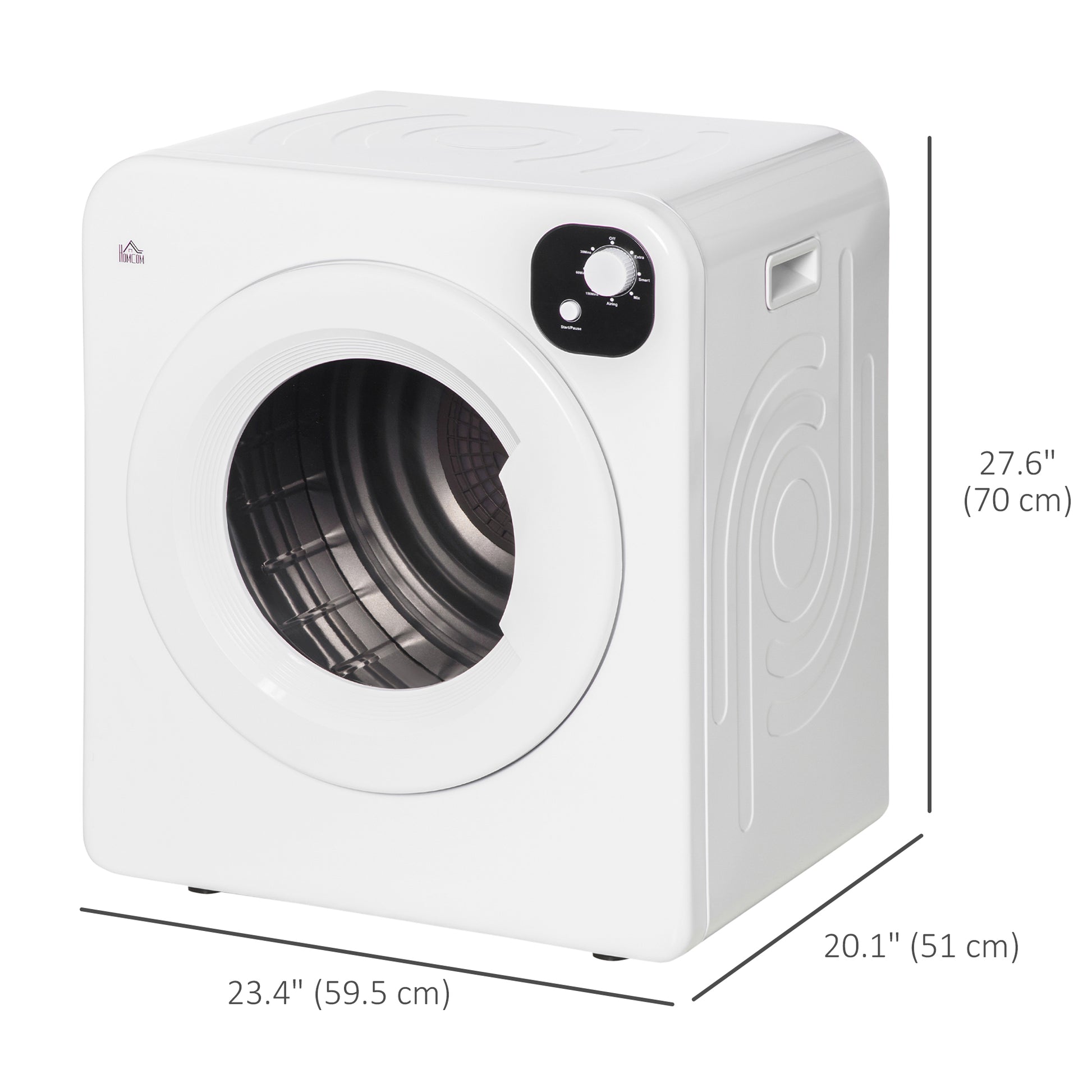 Portable Electric Clothes Dryer 3.22 Cu. Ft. 1300W White-DECOROLALA
