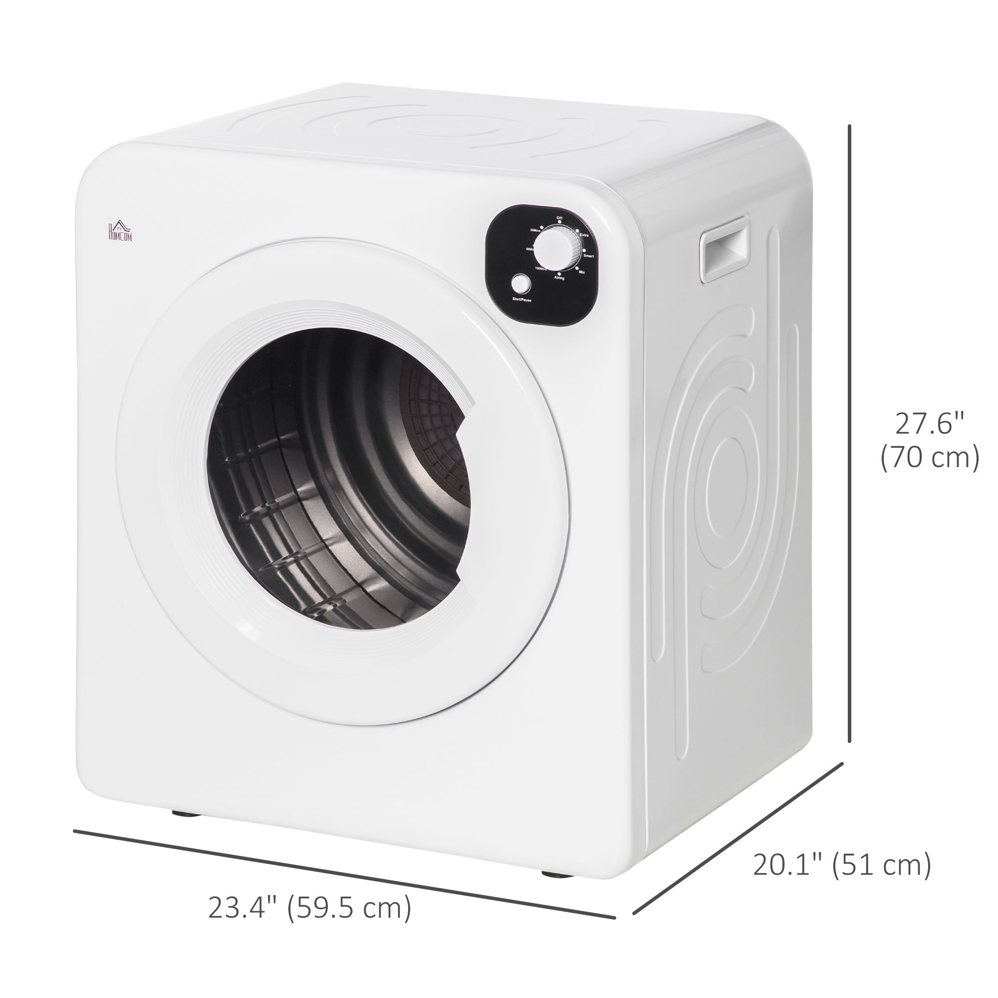 Portable Electric Clothes Dryer 3.22 Cu. Ft. 1300W White-DECOROLALA