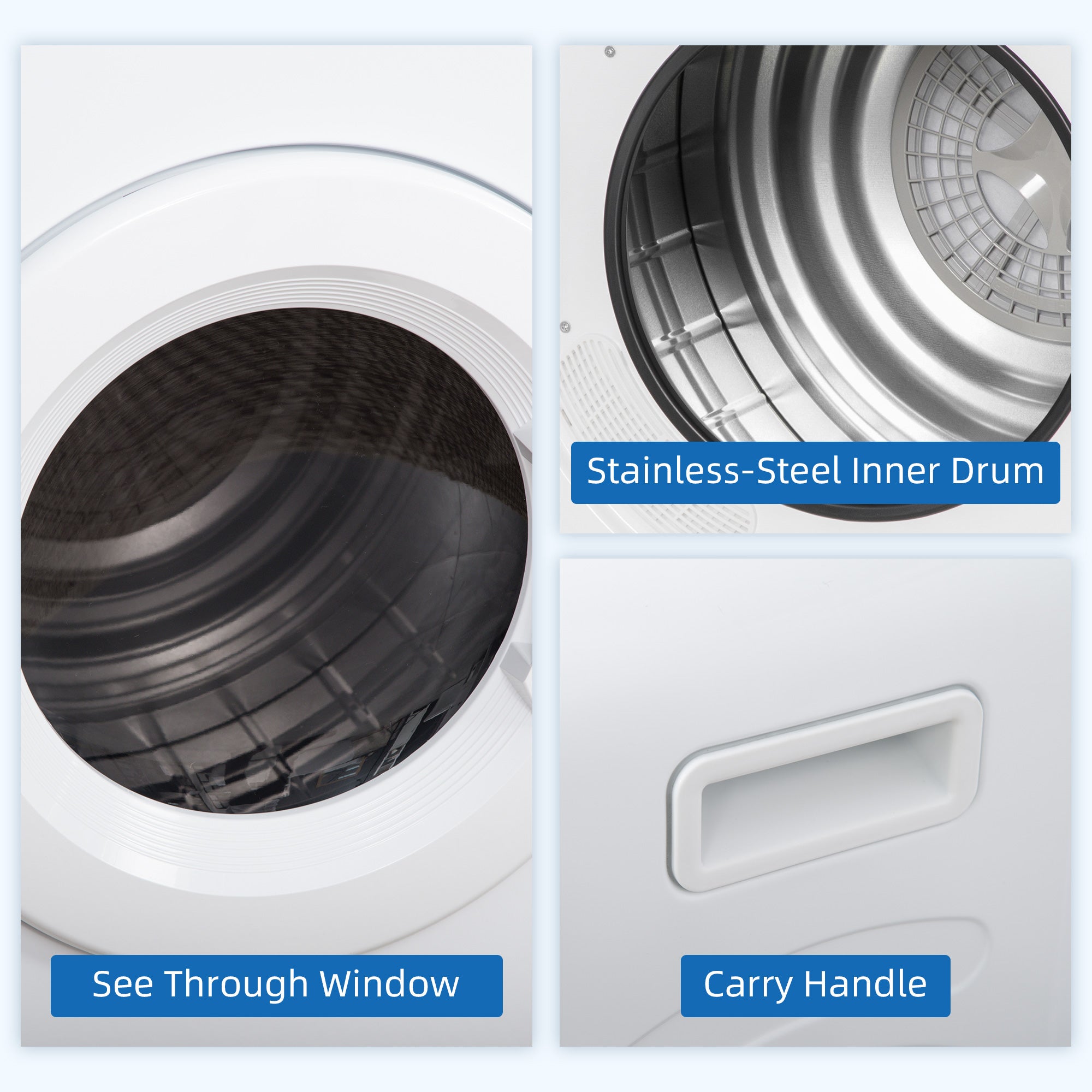Portable Electric Clothes Dryer 3.22 Cu. Ft. 1300W White-DECOROLALA