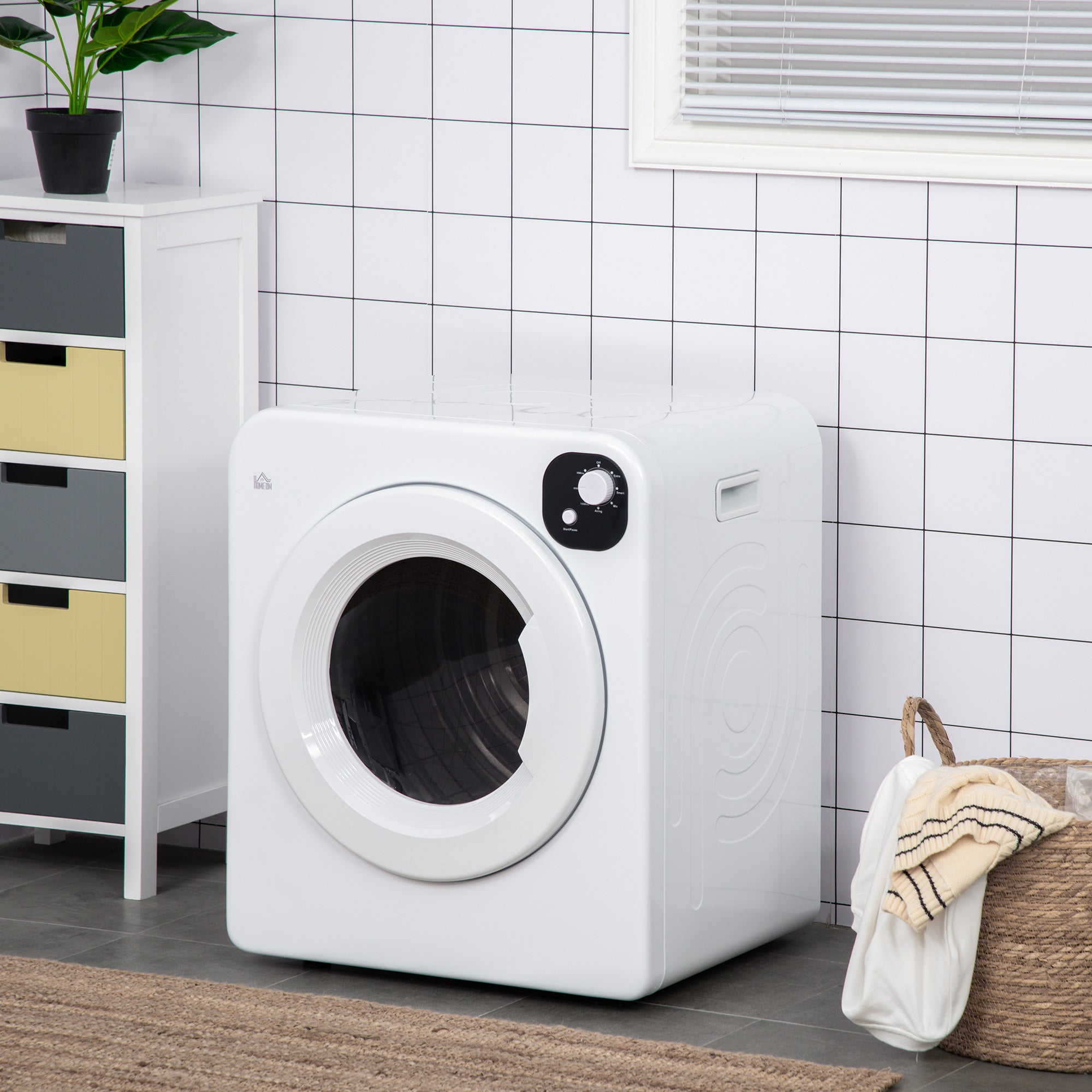 Portable Electric Clothes Dryer 3.22 Cu. Ft. 1300W White-DECOROLALA