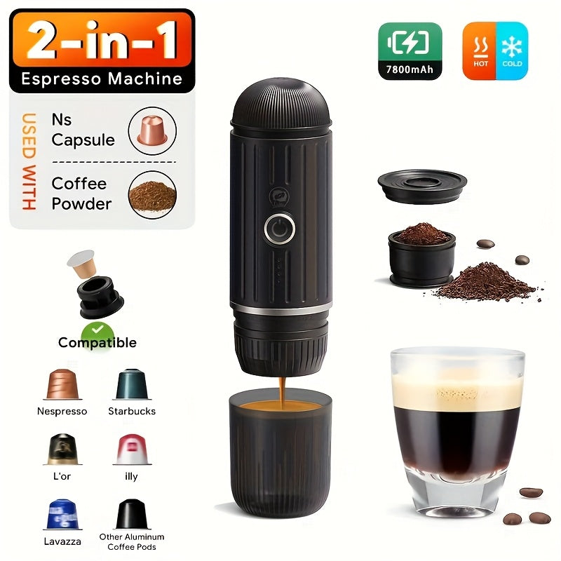 Portable Espresso Machine - USB-C Rechargeable 100W Black-Espresso Machine-DECOROLALA