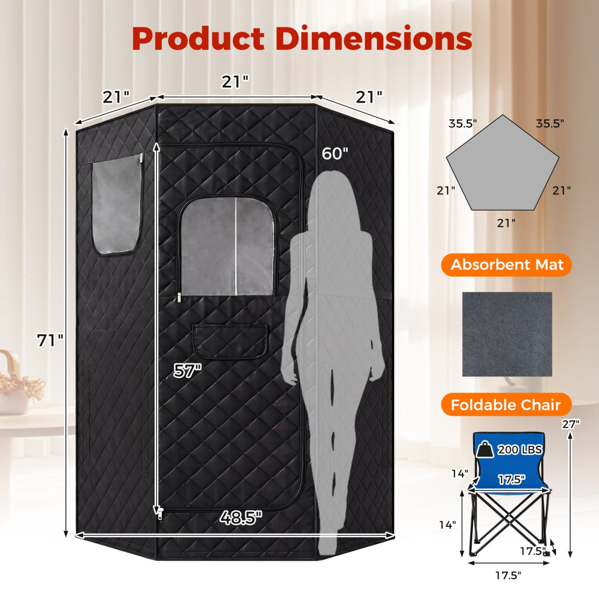 Portable Far Infrared Sauna Box for Home Full Body Sauna Tent-Black-Saunas-DECOROLALA