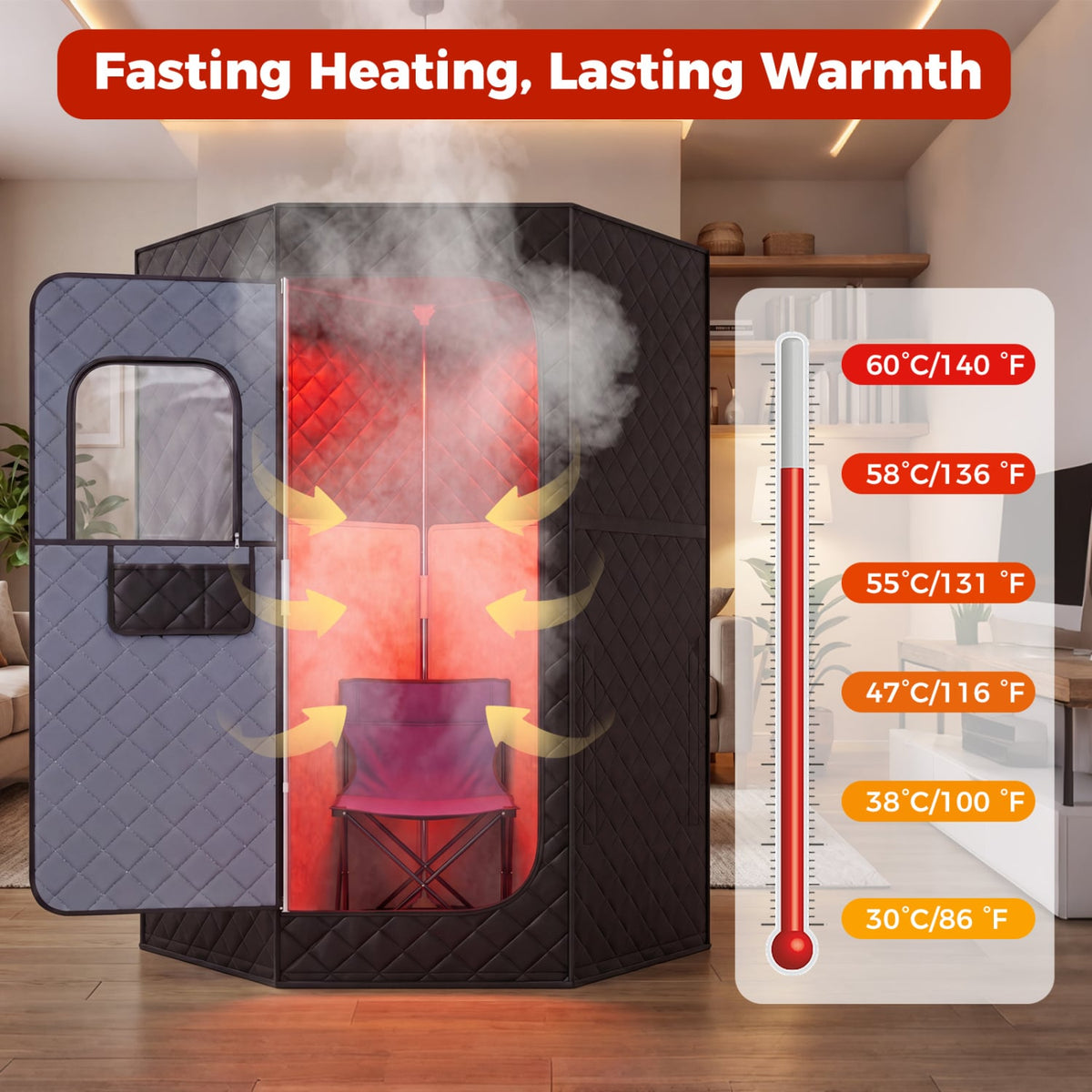 Portable Far Infrared Sauna Box for Home Full Body Sauna Tent-Black-Saunas-DECOROLALA