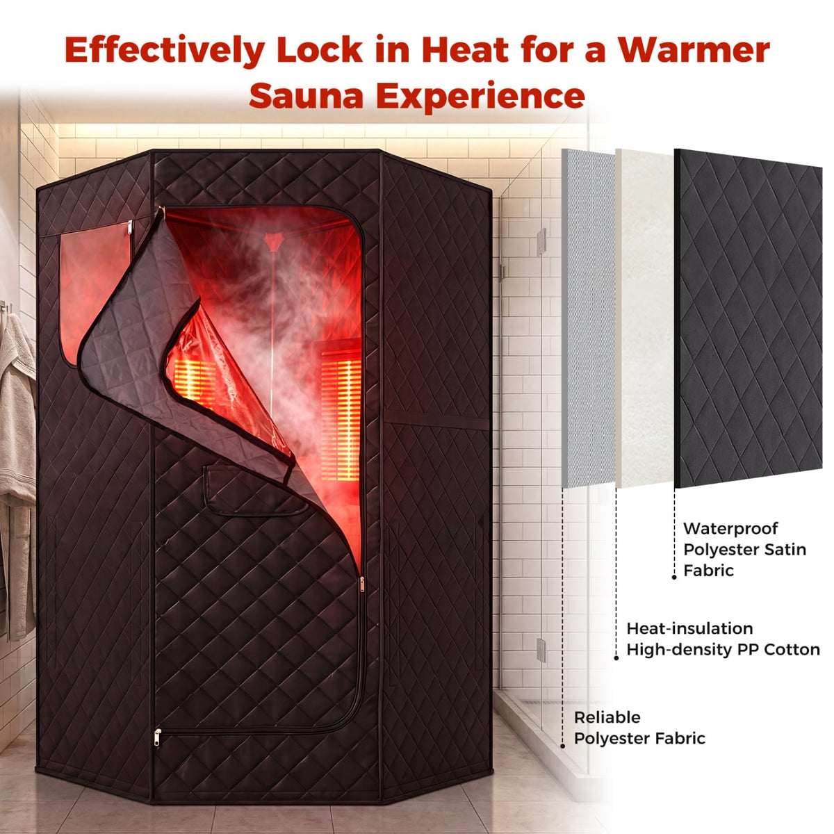 Portable Far Infrared Sauna Box for Home Full Body Sauna Tent-Black-Saunas-DECOROLALA