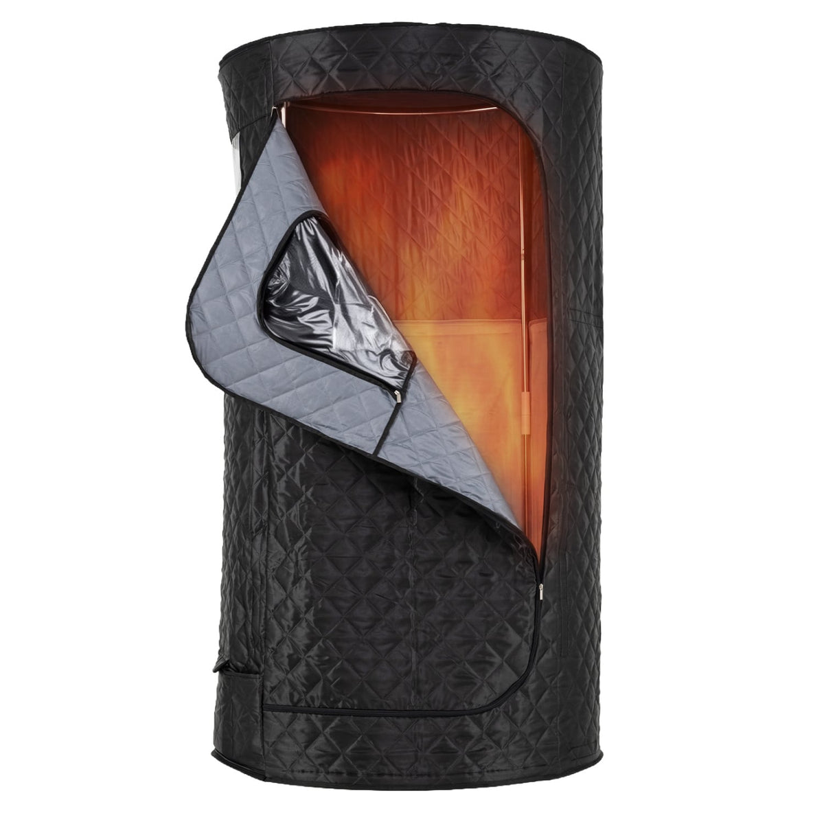 Portable Far Infrared Sauna Box for Home Full Body Sauna Tent with Heated Foot Pad-Black-Saunas-DECOROLALA