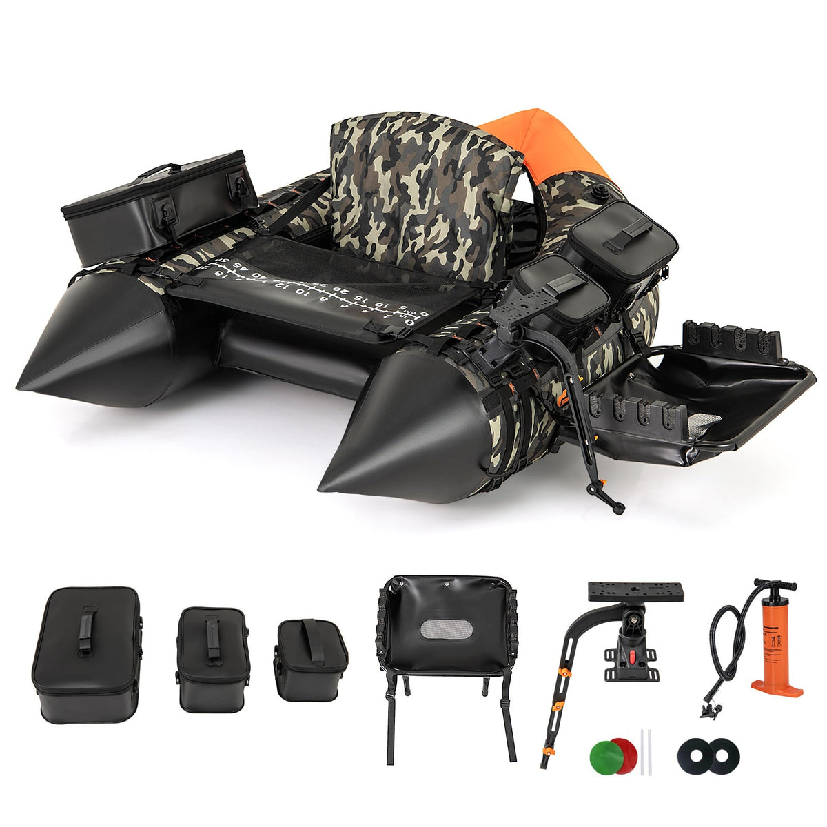 Portable Fishing Boat with 3 Detachable Storage Boxes-Camouflage-Surfing-DECOROLALA