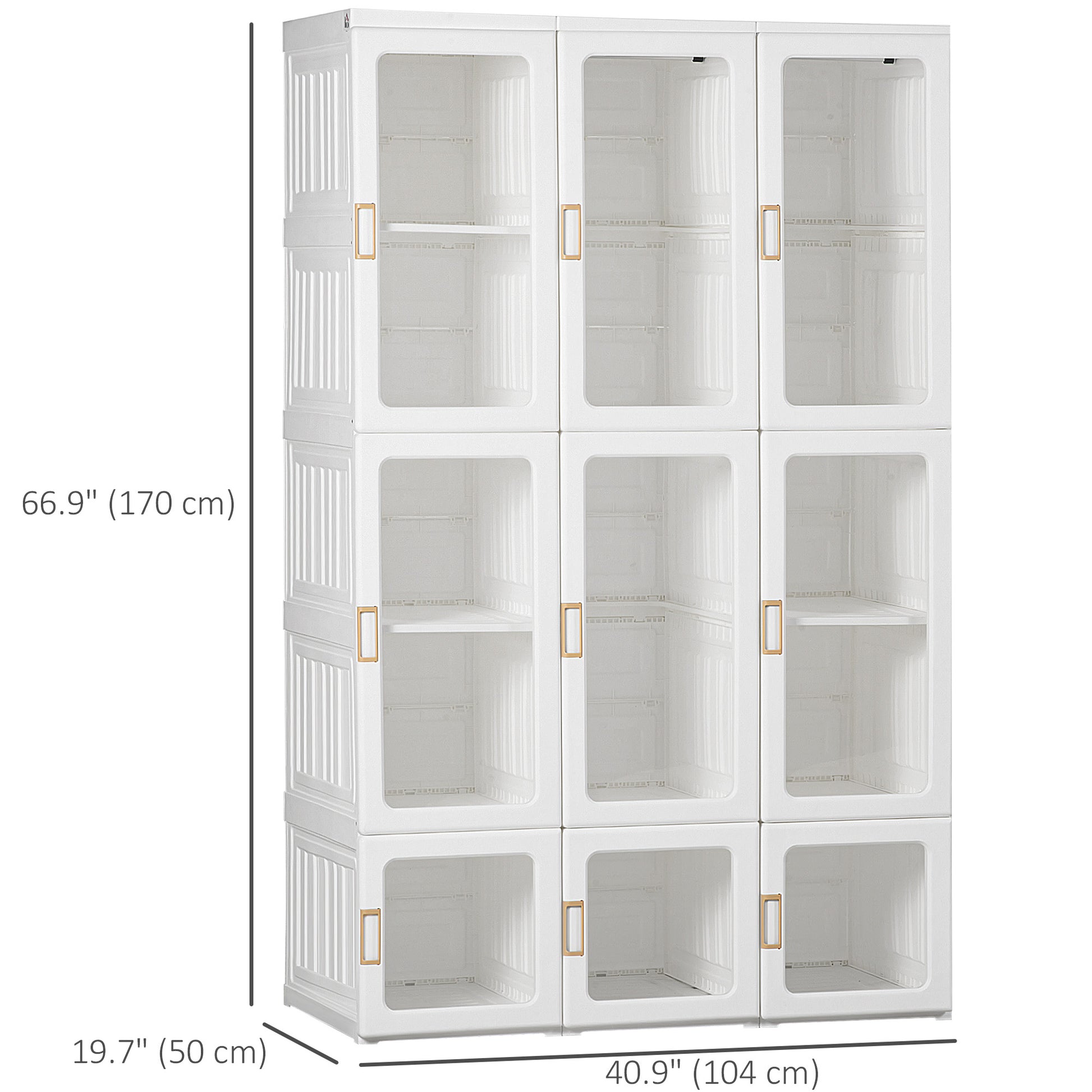 Portable Foldable Closet - 8 Cubes & 2 Hanging Rods, White 41"W-DECOROLALA