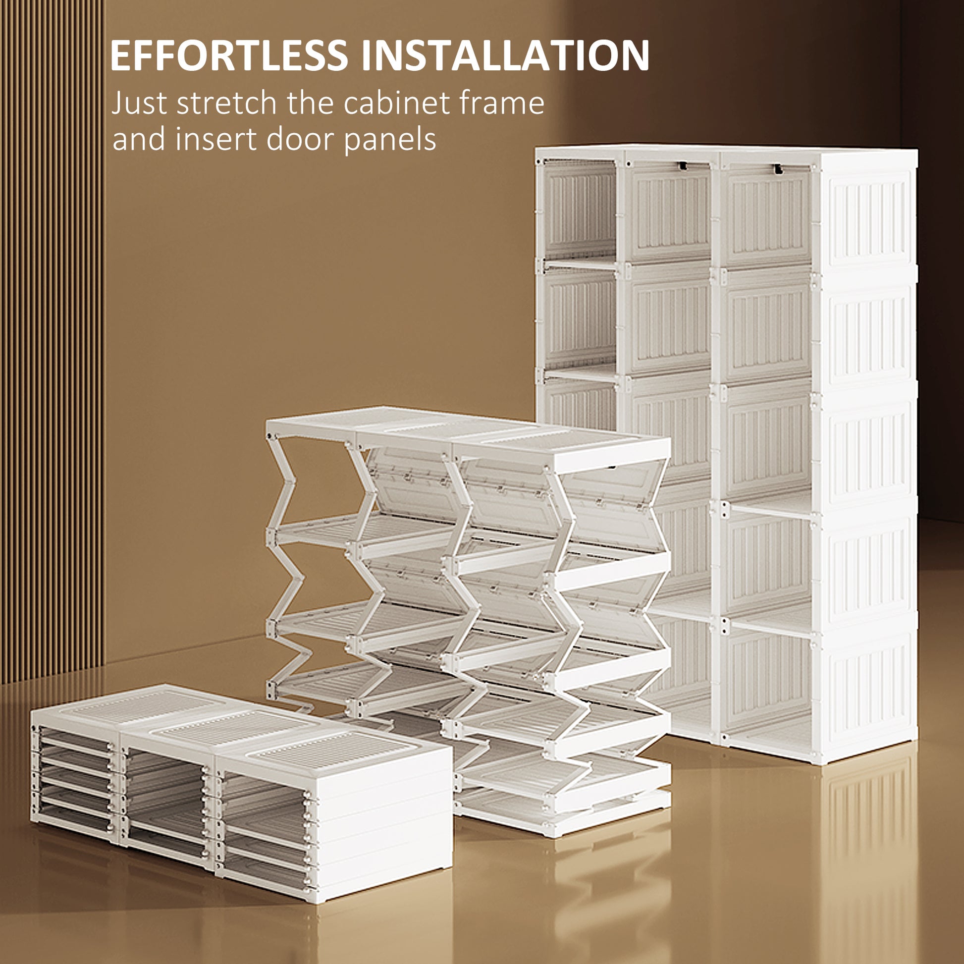 Portable Foldable Closet - 8 Cubes & 2 Hanging Rods, White 41"W-DECOROLALA