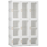Portable Foldable Closet - 8 Cubes & 2 Hanging Rods, White 41"W-DECOROLALA