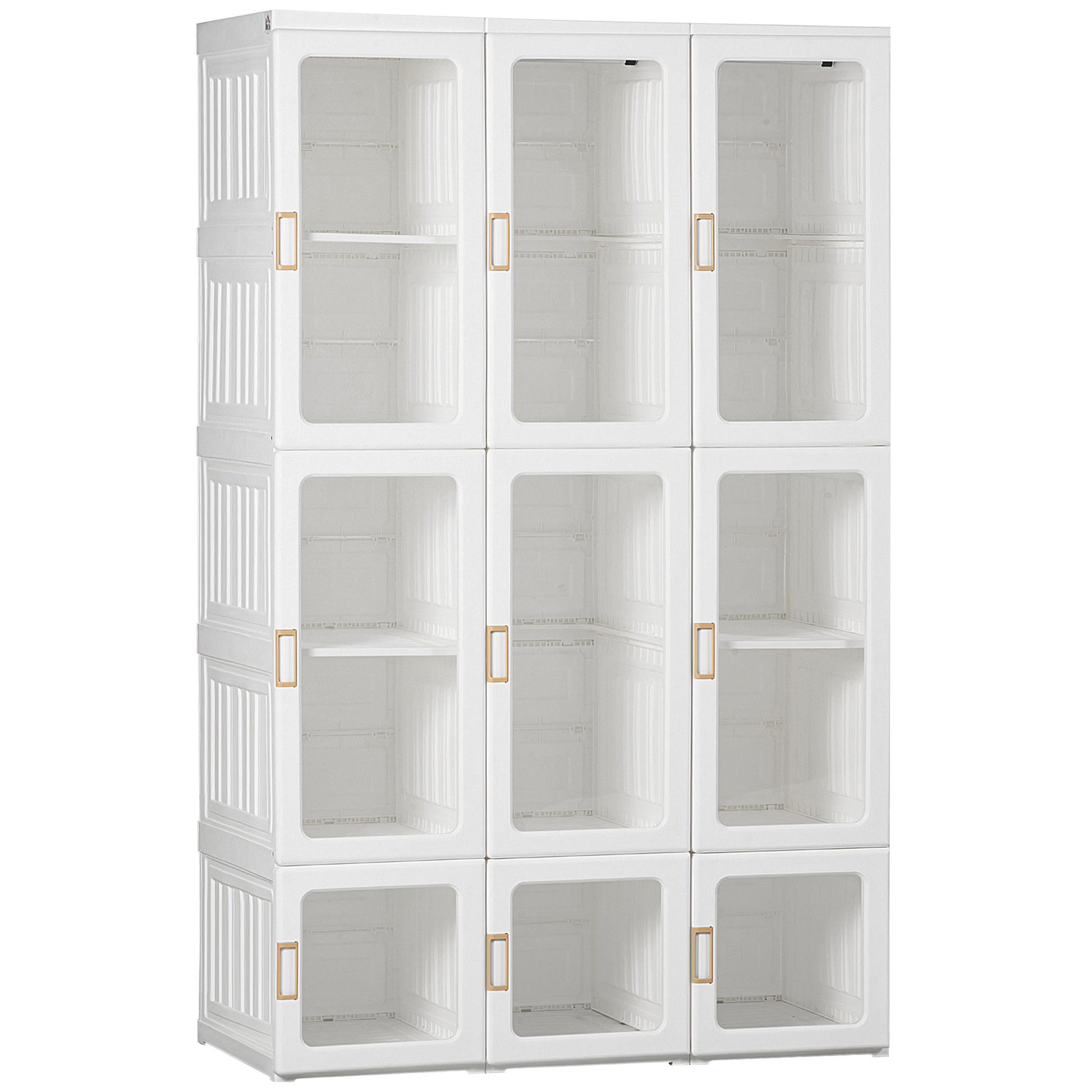 Portable Foldable Closet - 8 Cubes & 2 Hanging Rods, White 41"W-DECOROLALA