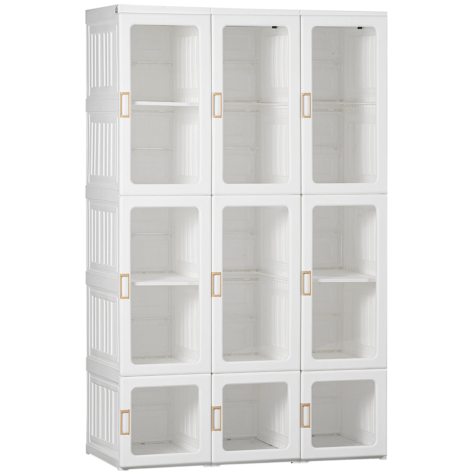 Portable Foldable Closet - 8 Cubes & 2 Hanging Rods, White 41"W-DECOROLALA