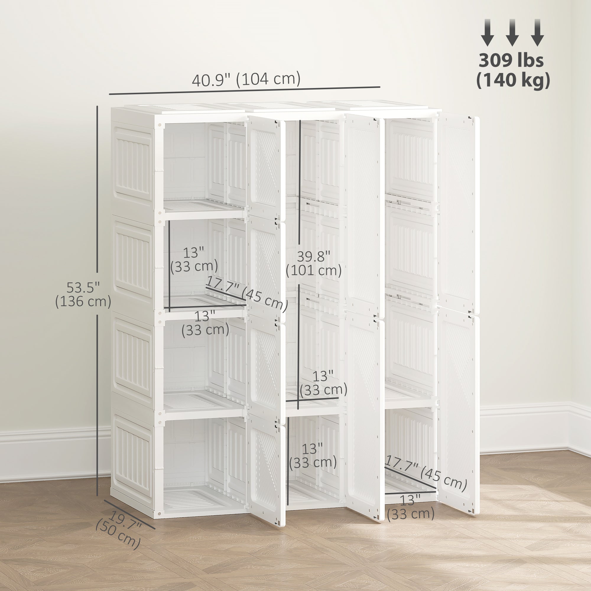 Portable Foldable Wardrobe - 8 Compartments White-DECOROLALA