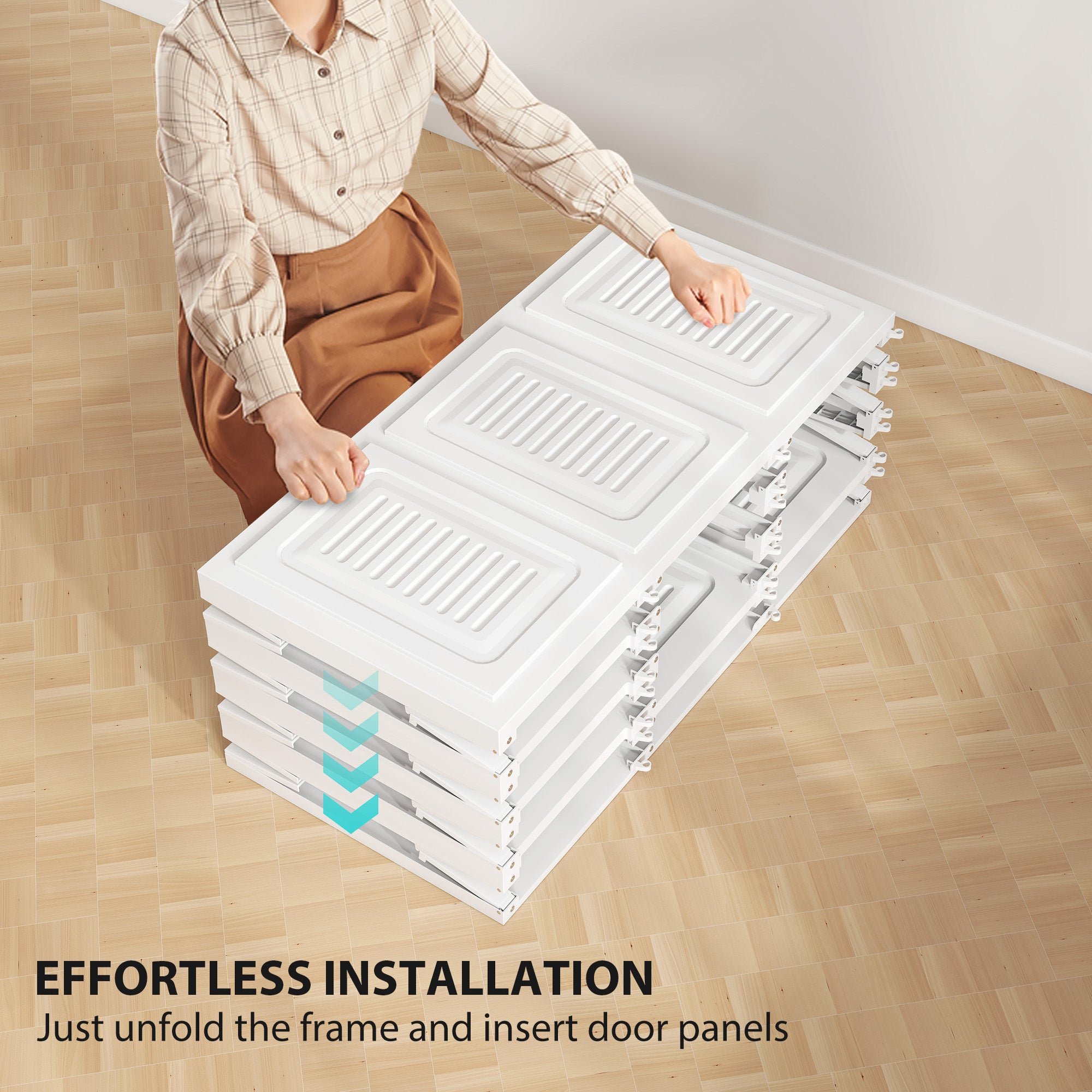 Portable Foldable Wardrobe - 8 Compartments White-DECOROLALA