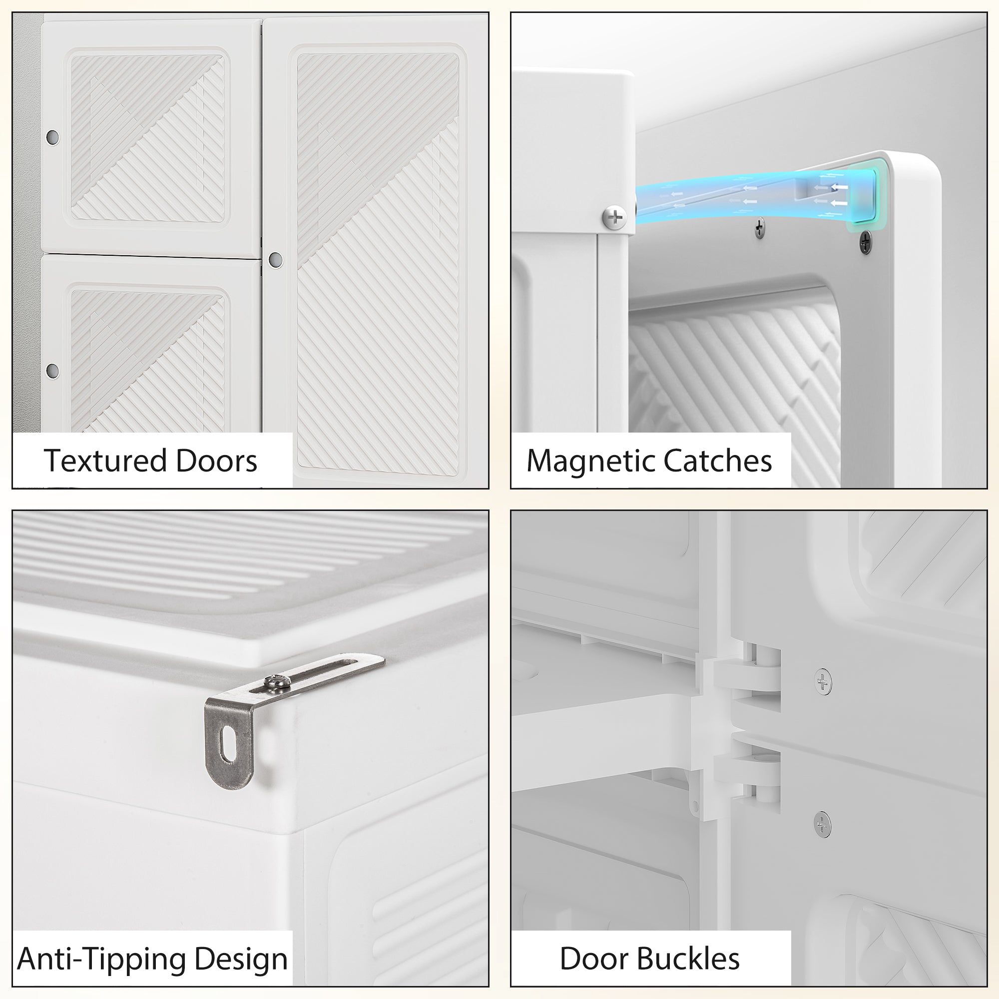 Portable Foldable Wardrobe - 8 Compartments White-DECOROLALA