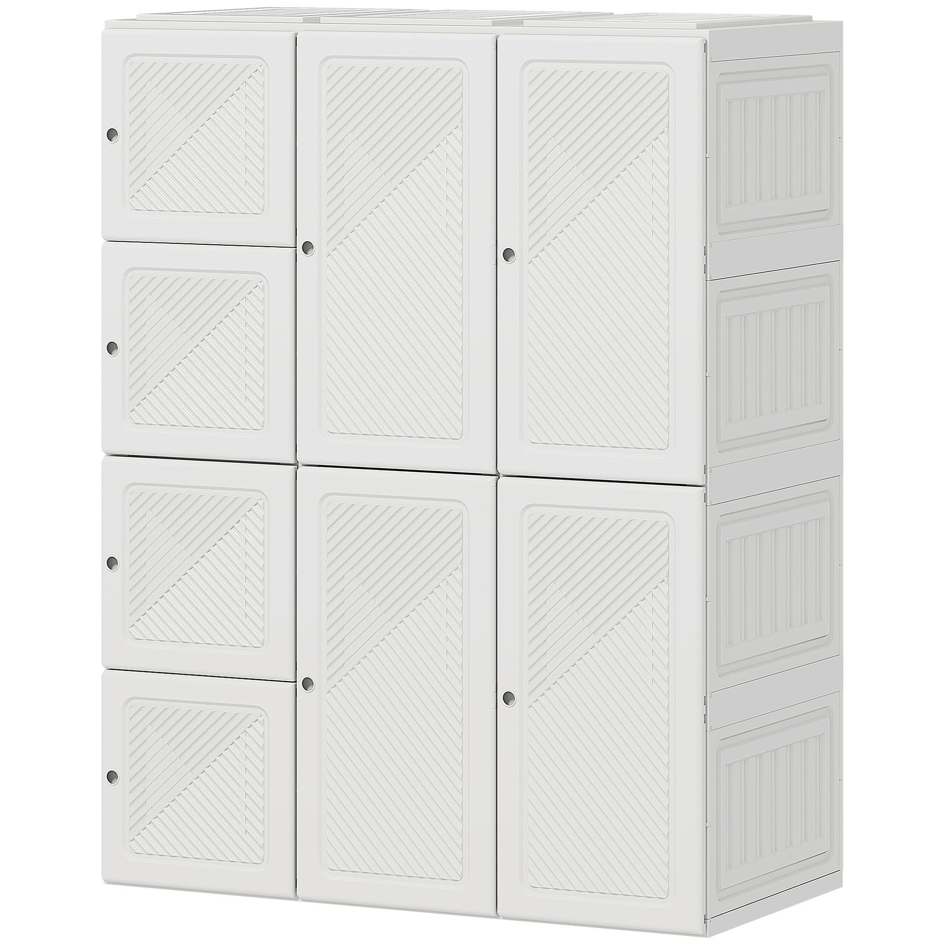 Portable Foldable Wardrobe - 8 Compartments White-DECOROLALA