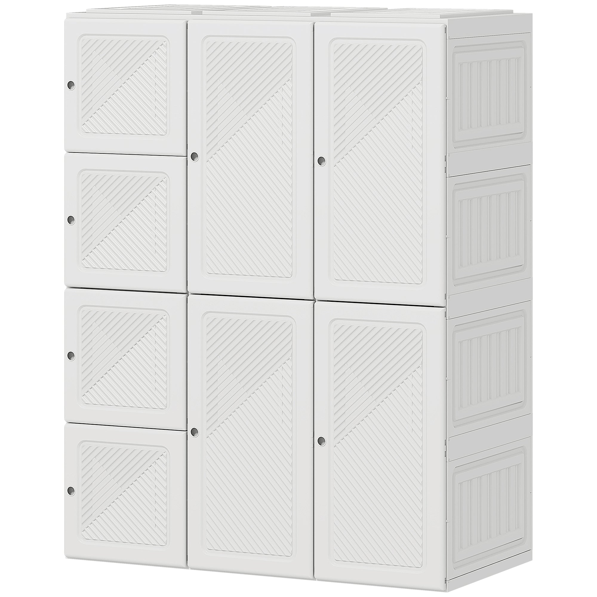 Portable Foldable Wardrobe - 8 Compartments White-DECOROLALA