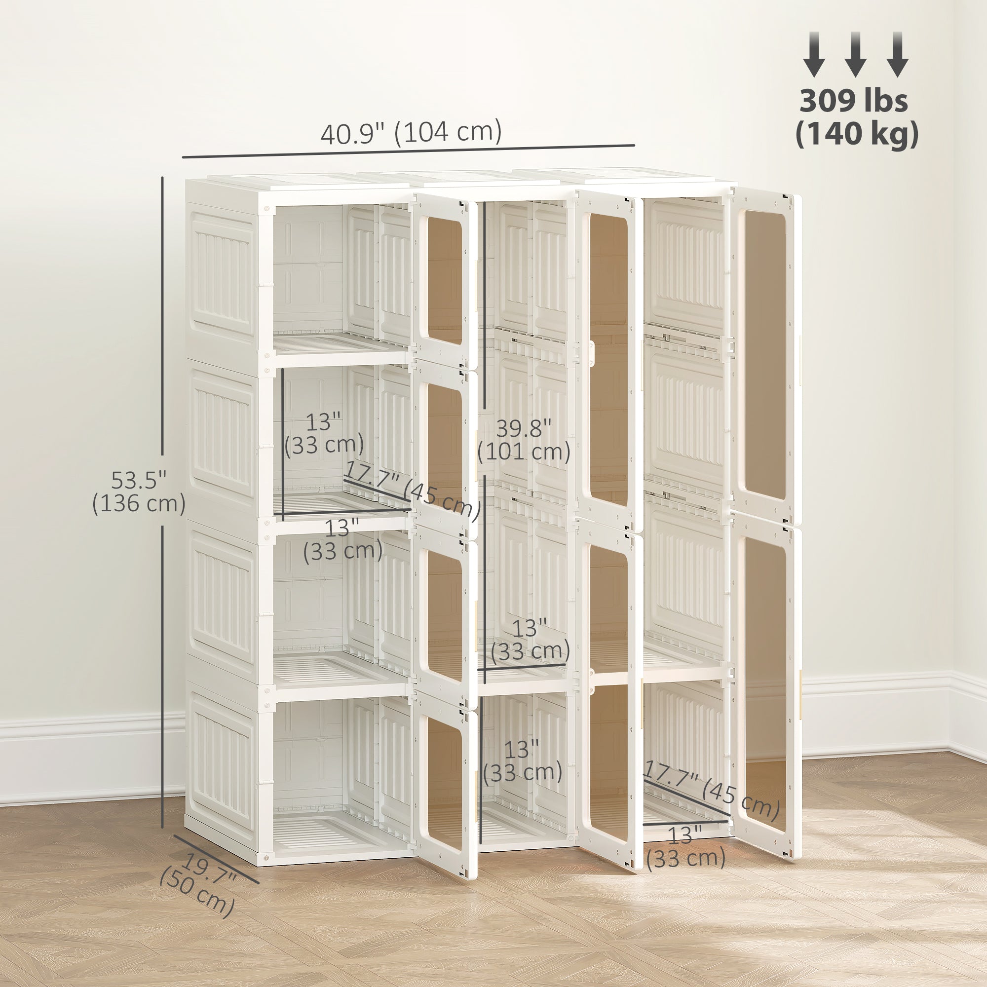 Portable Foldable Wardrobe Closet - 8 Compartments Brown-DECOROLALA