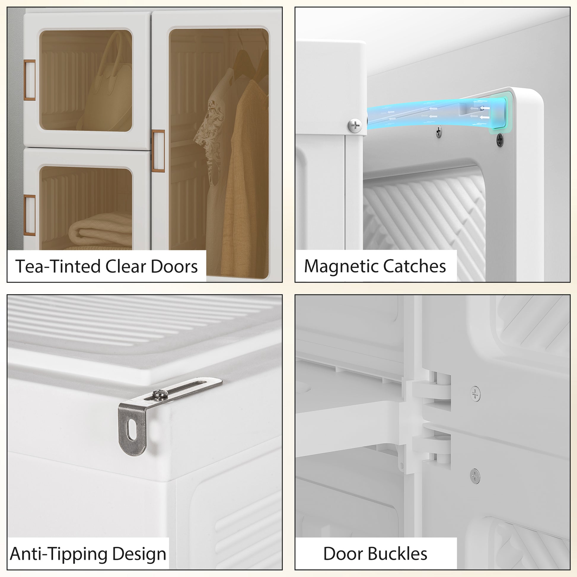 Portable Foldable Wardrobe Closet - 8 Compartments Brown-DECOROLALA
