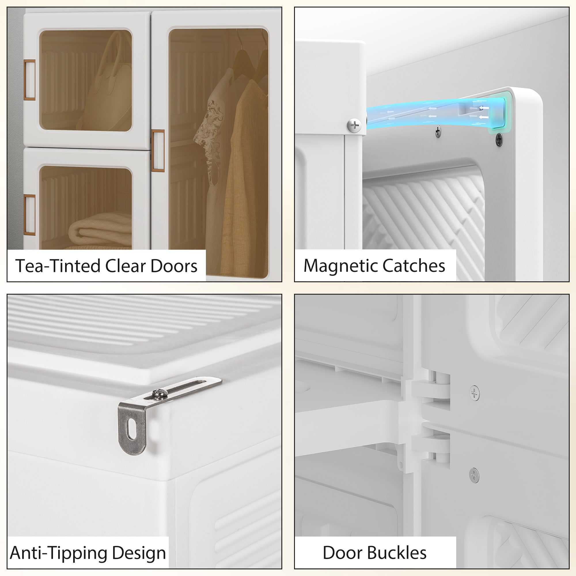 Portable Foldable Wardrobe Closet - 8 Compartments Brown-DECOROLALA