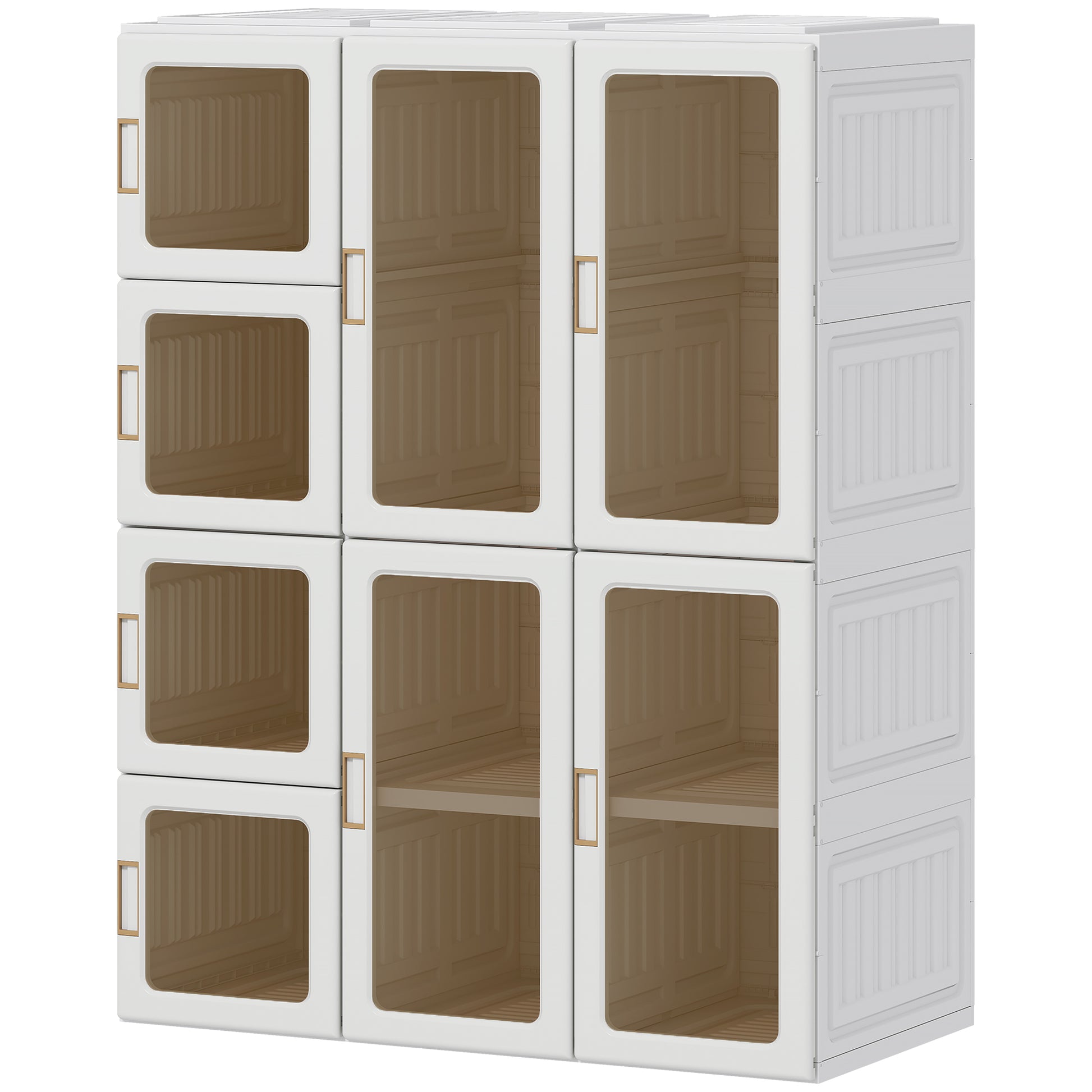 Portable Foldable Wardrobe Closet - 8 Compartments Brown-DECOROLALA