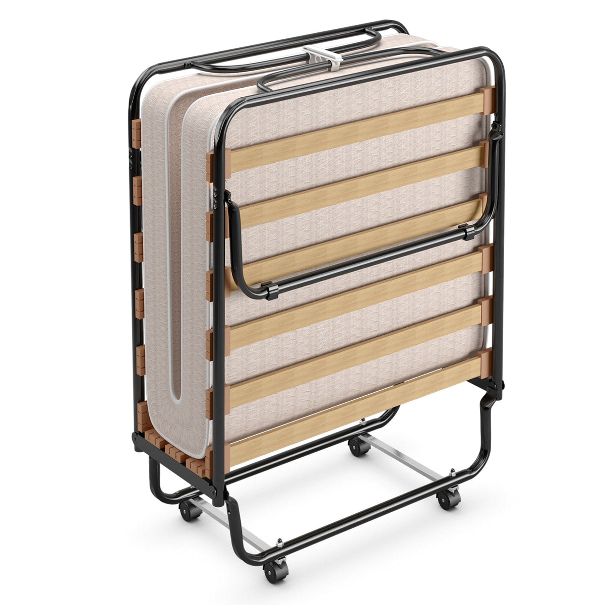 Portable Folding Bed with Memory Foam Mattress and Sturdy Metal Frame Made in Italy-Folding Beds-DECOROLALA