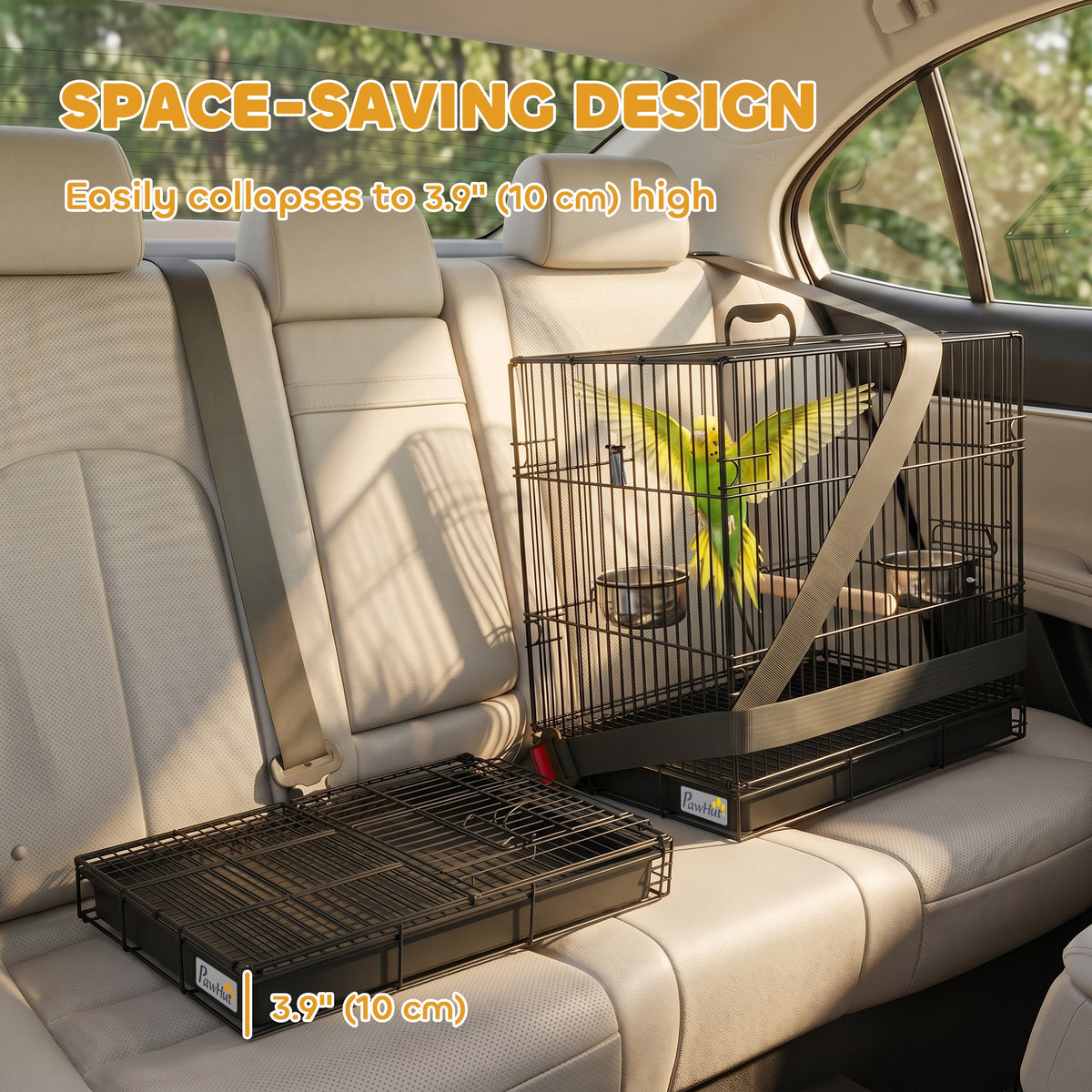 Portable Folding Bird Travel Cage with Slide-Out Tray - Black-Birds-DECOROLALA