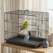 Portable Folding Bird Travel Cage with Slide-Out Tray - Black-Birds-DECOROLALA