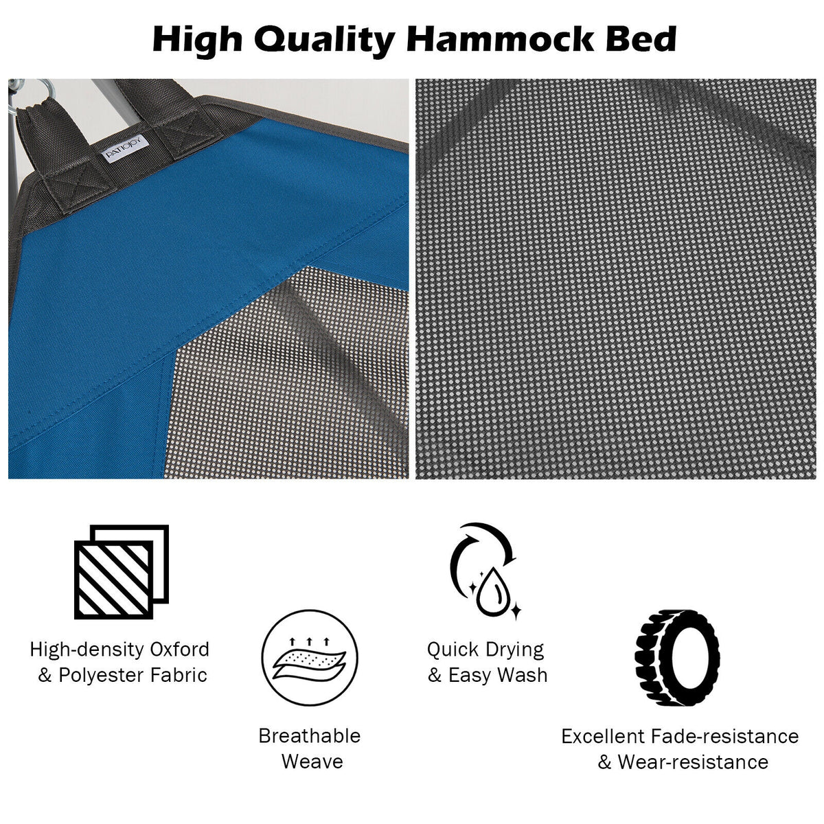 Portable Folding Hammock with Hammock Stand-Blue-Hammocks-DECOROLALA