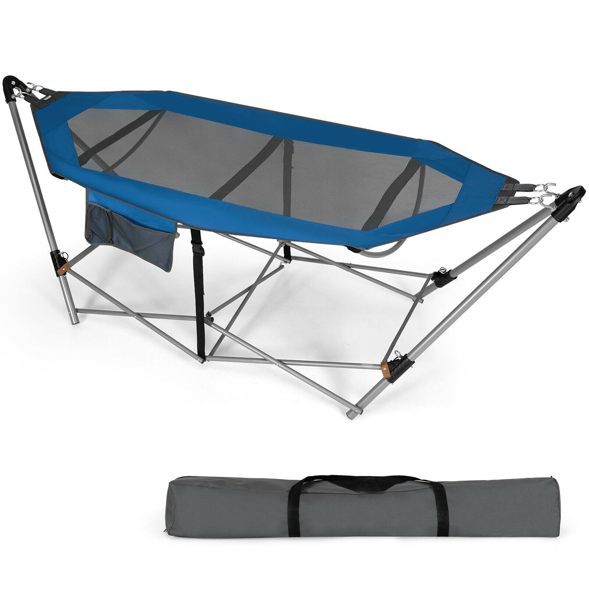 Portable Folding Hammock with Hammock Stand-Blue-Hammocks-DECOROLALA