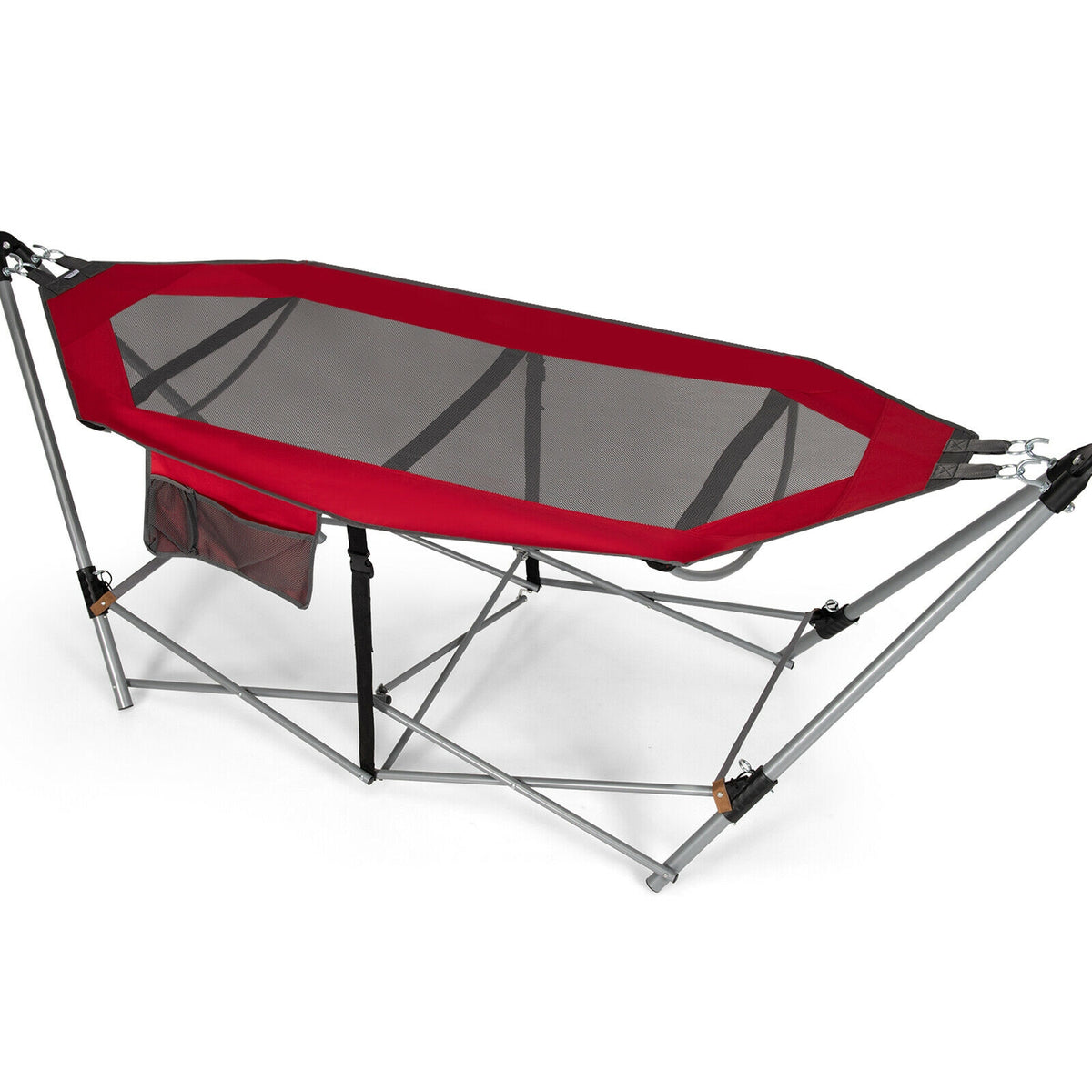 Portable Folding Hammock with Hammock Stand-Red-Hammocks-DECOROLALA