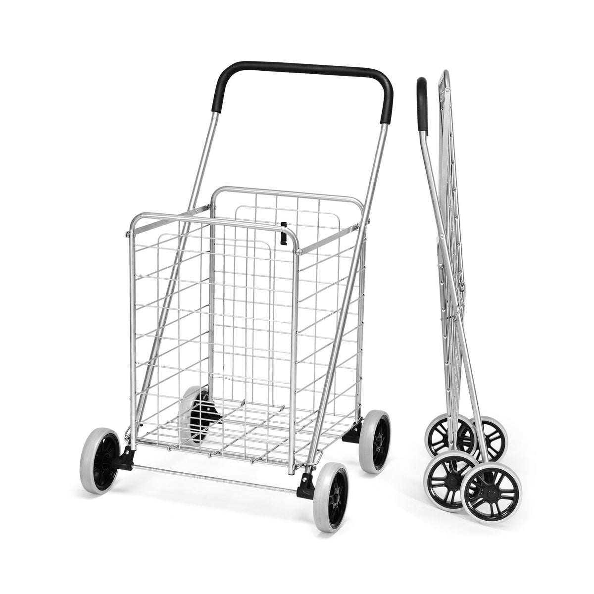 Portable Folding Shopping Cart Utility for Grocery Laundry-Silver-Kitchen Tools-DECOROLALA