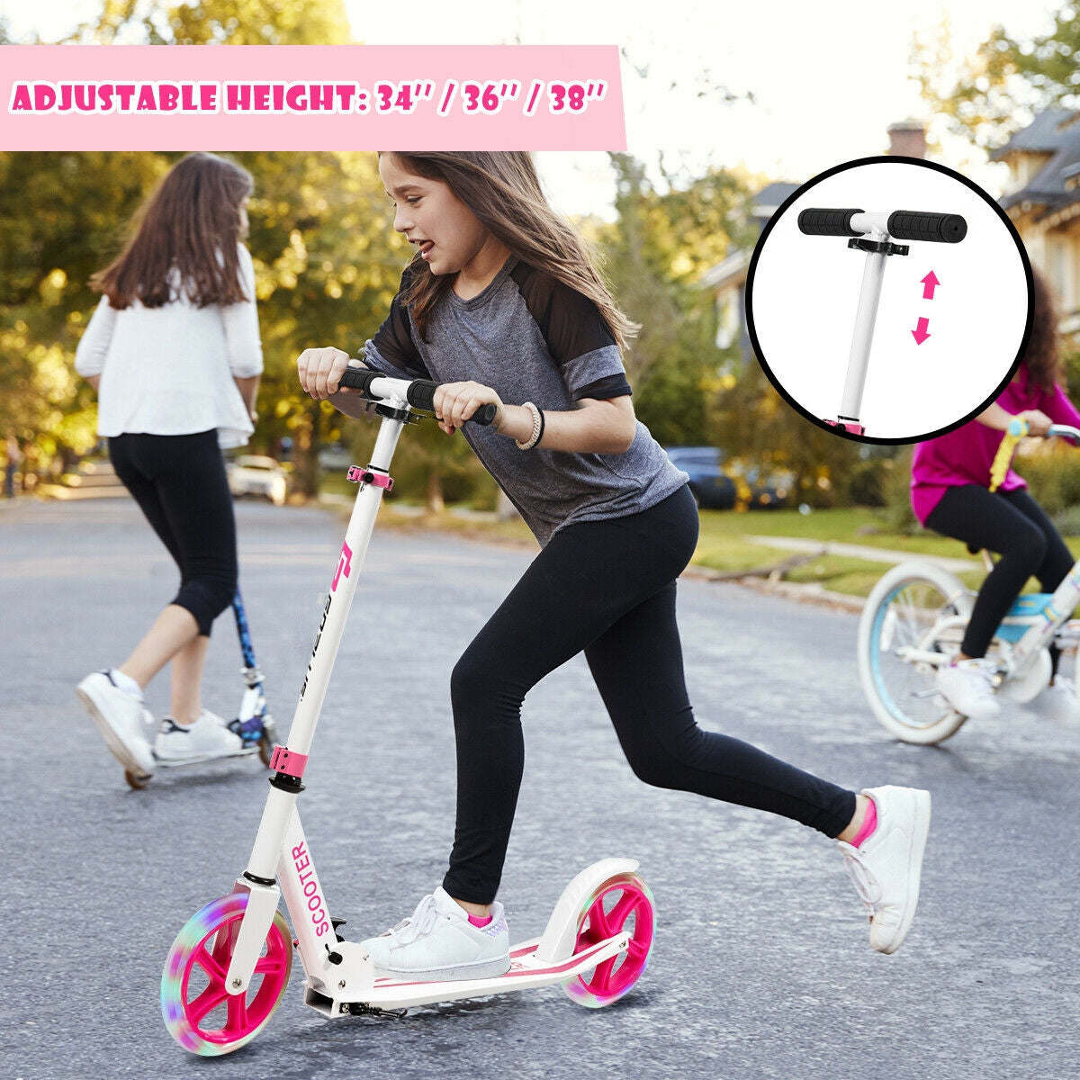 Portable Folding Sports Kick Scooter with LED Wheels