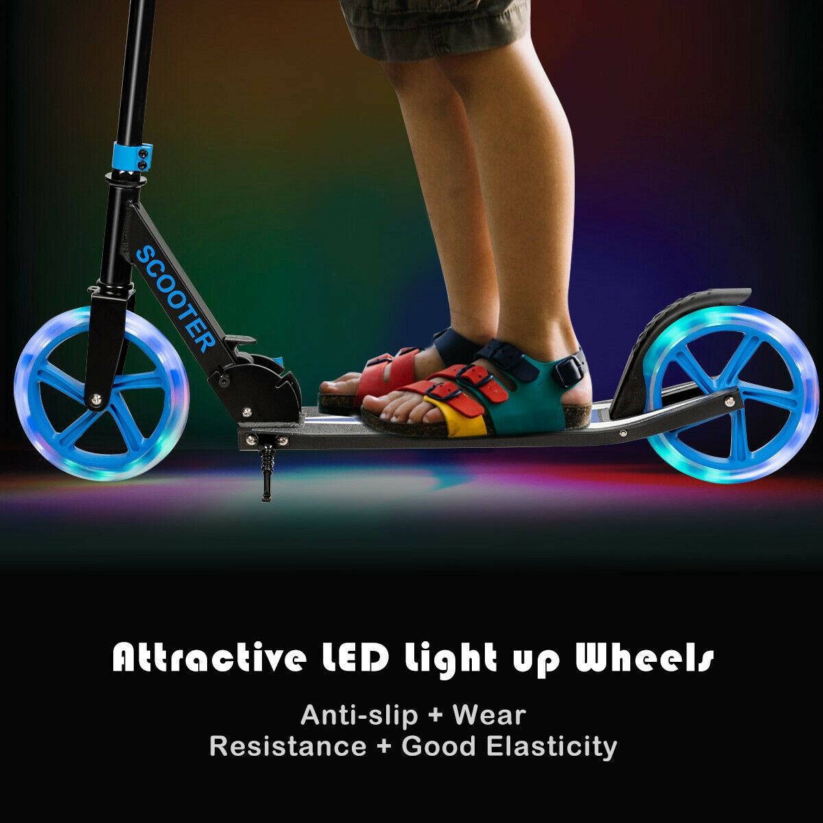 Portable Folding Sports Kick Scooter with LED Wheels