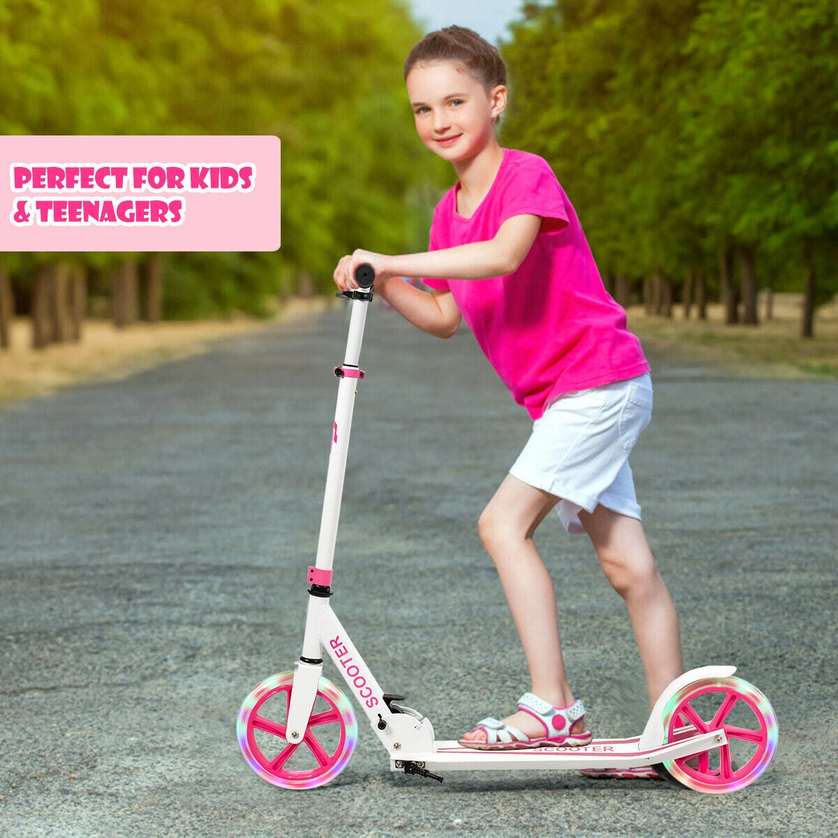 Portable Folding Sports Kick Scooter with LED Wheels