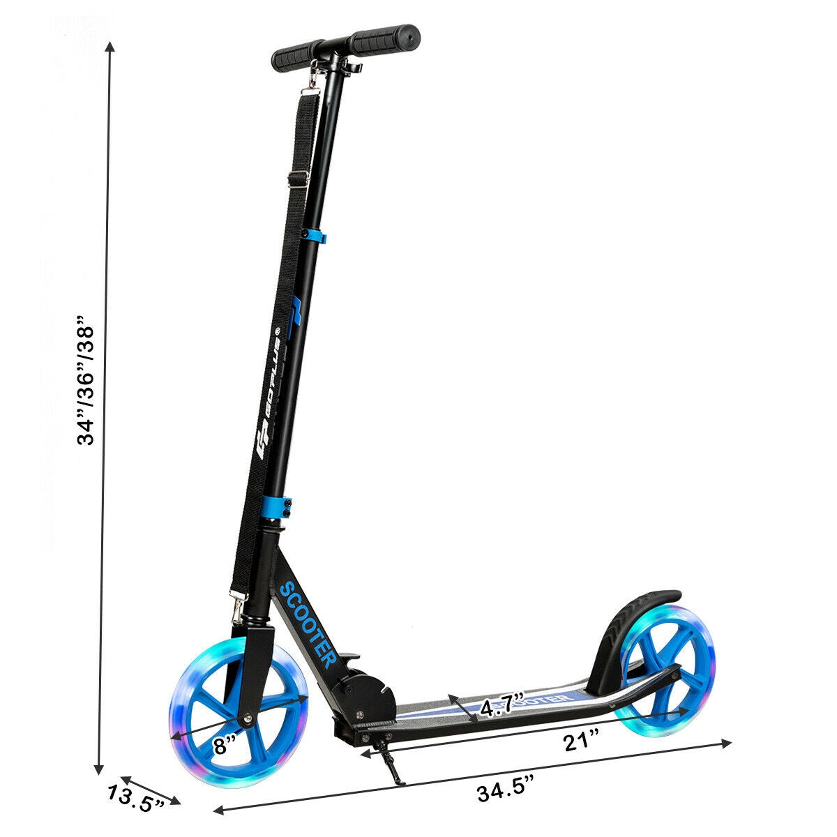 Portable Folding Sports Kick Scooter with LED Wheels