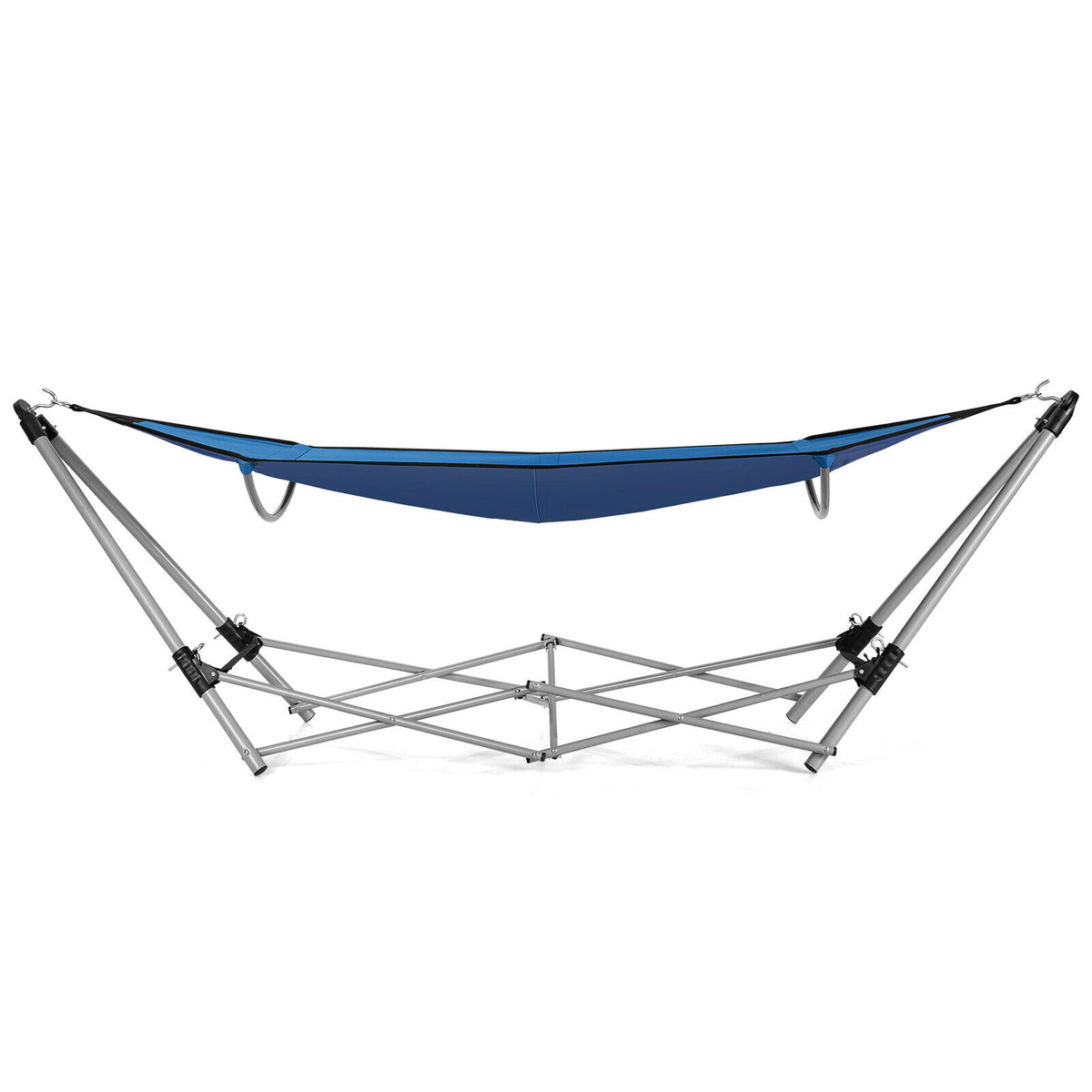 Portable Folding Steel Frame Hammock with Bag-Blue-Hammocks-DECOROLALA