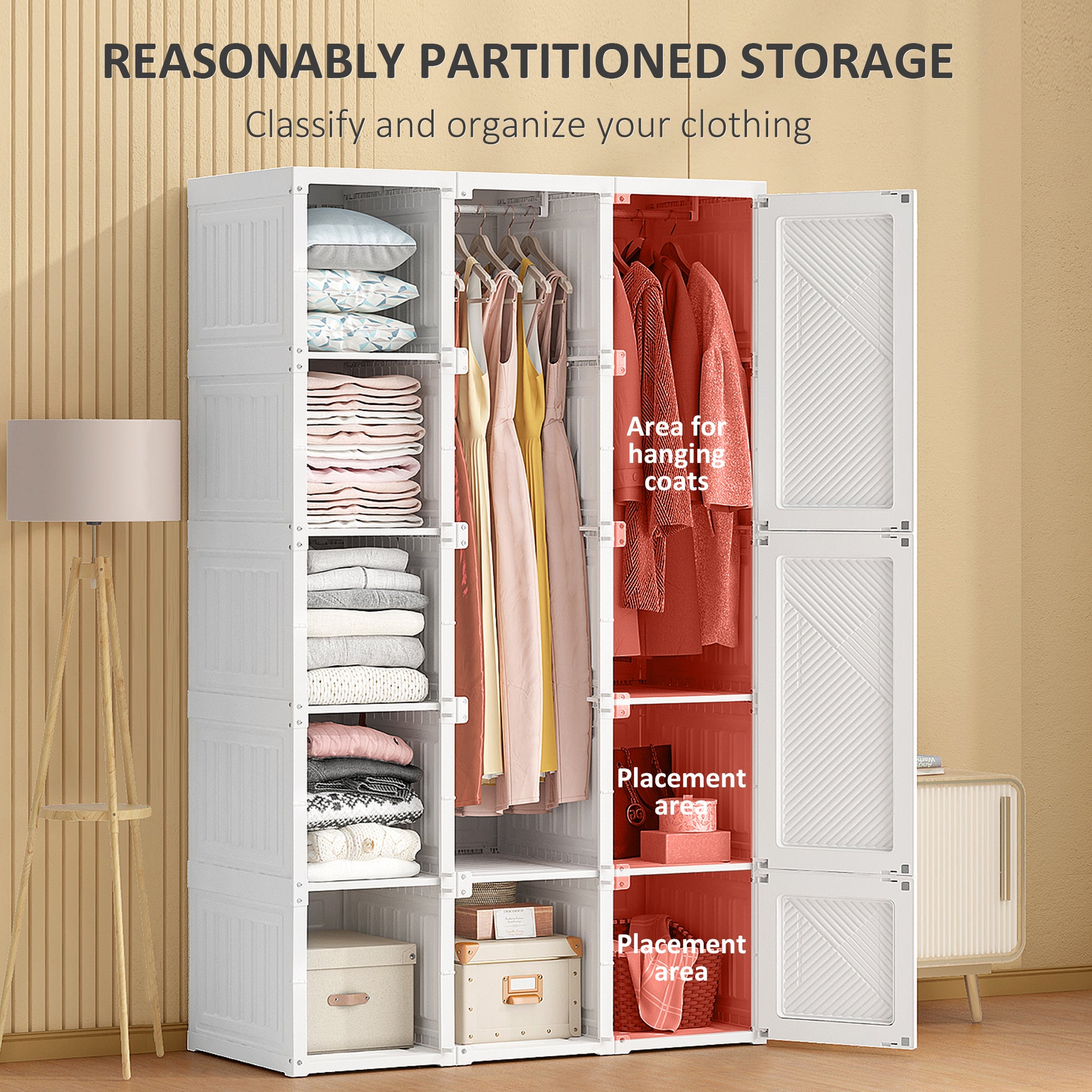 Portable Folding Wardrobe Closet - 8 Cubes White-DECOROLALA