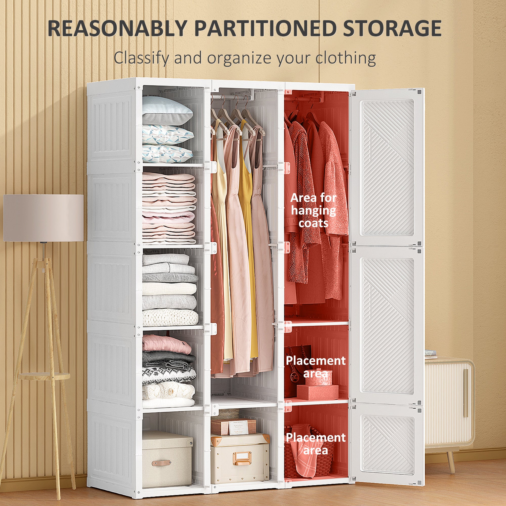 Portable Folding Wardrobe Closet - 8 Cubes White-DECOROLALA