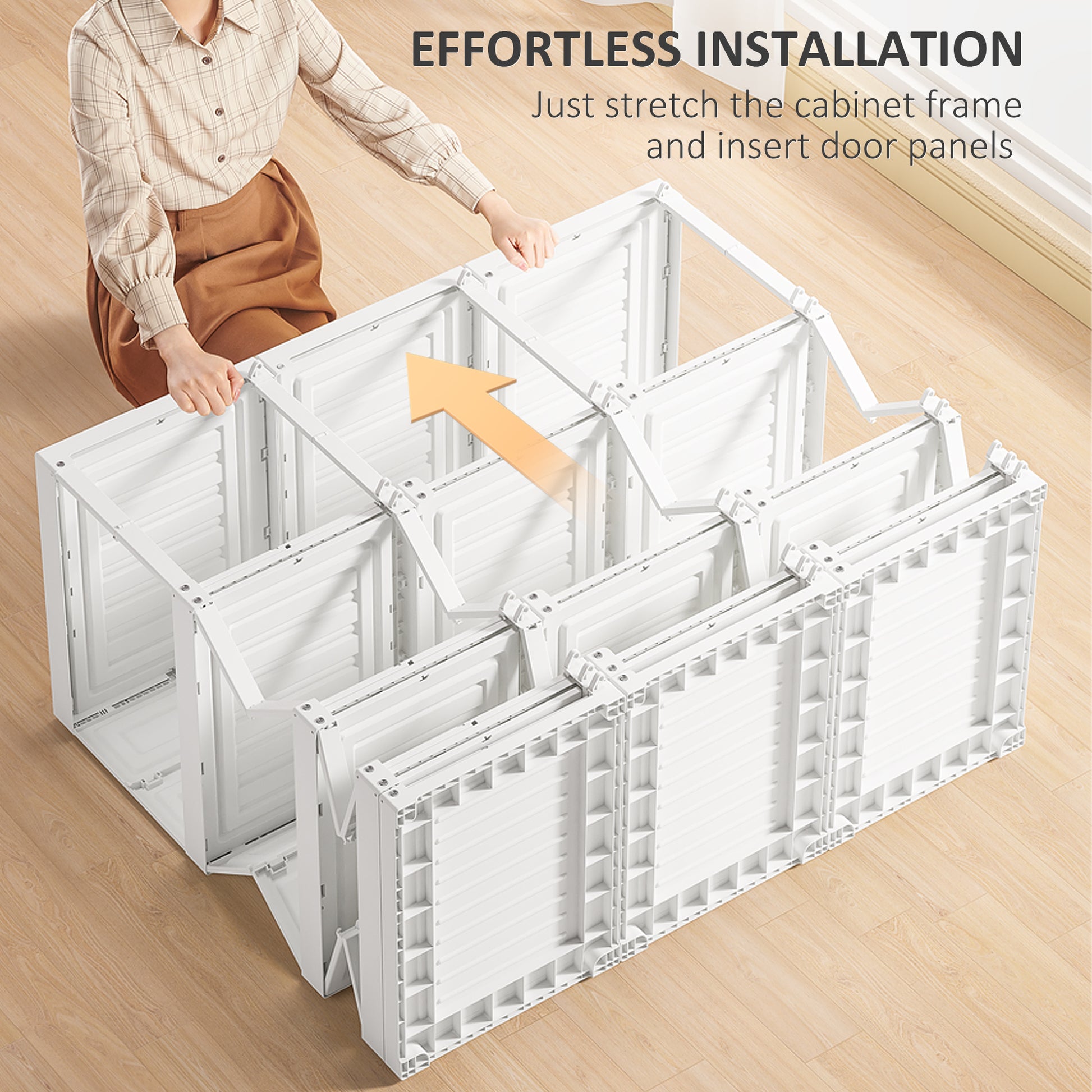 Portable Folding Wardrobe Closet - 8 Cubes White-DECOROLALA