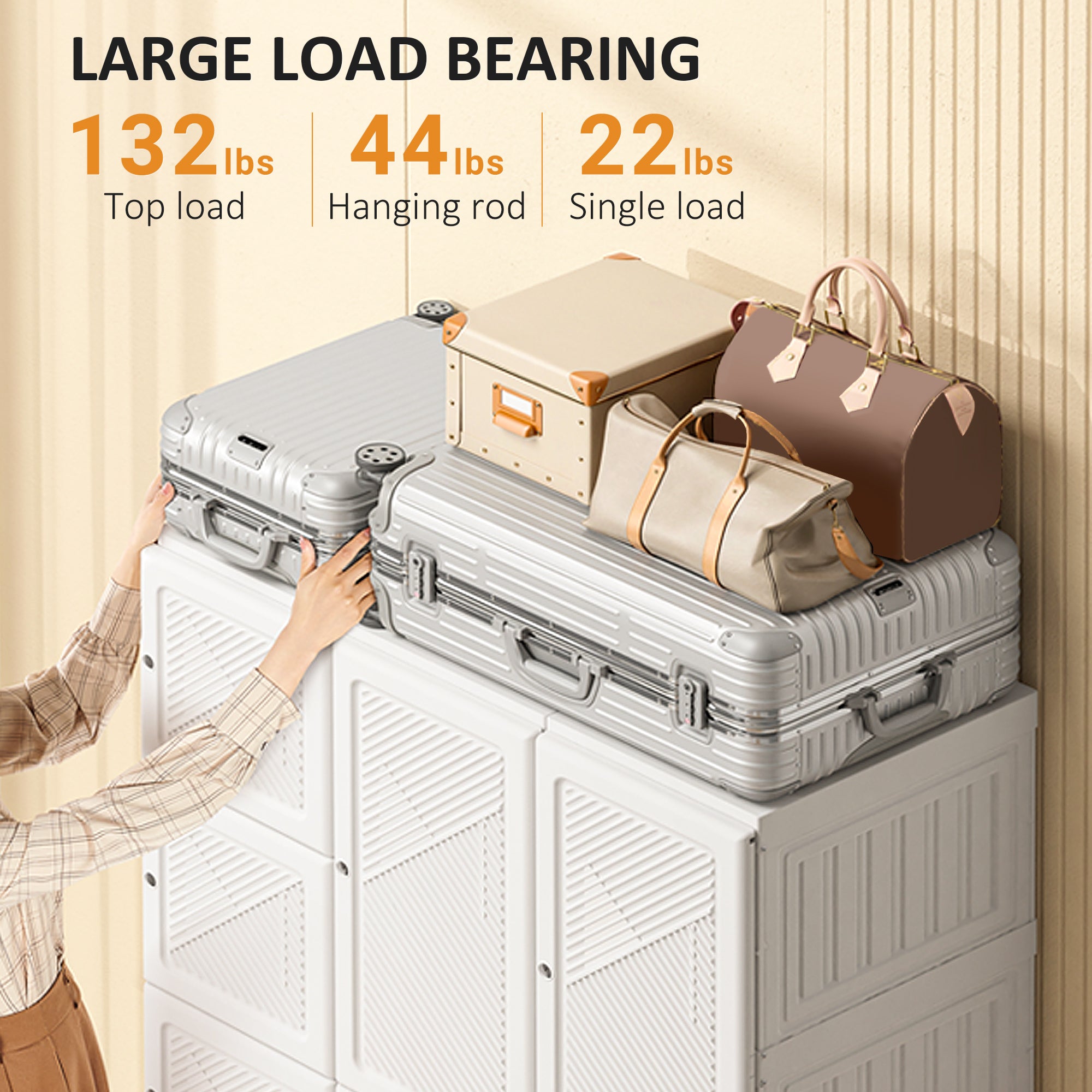 Portable Folding Wardrobe Closet - 8 Cubes White-DECOROLALA