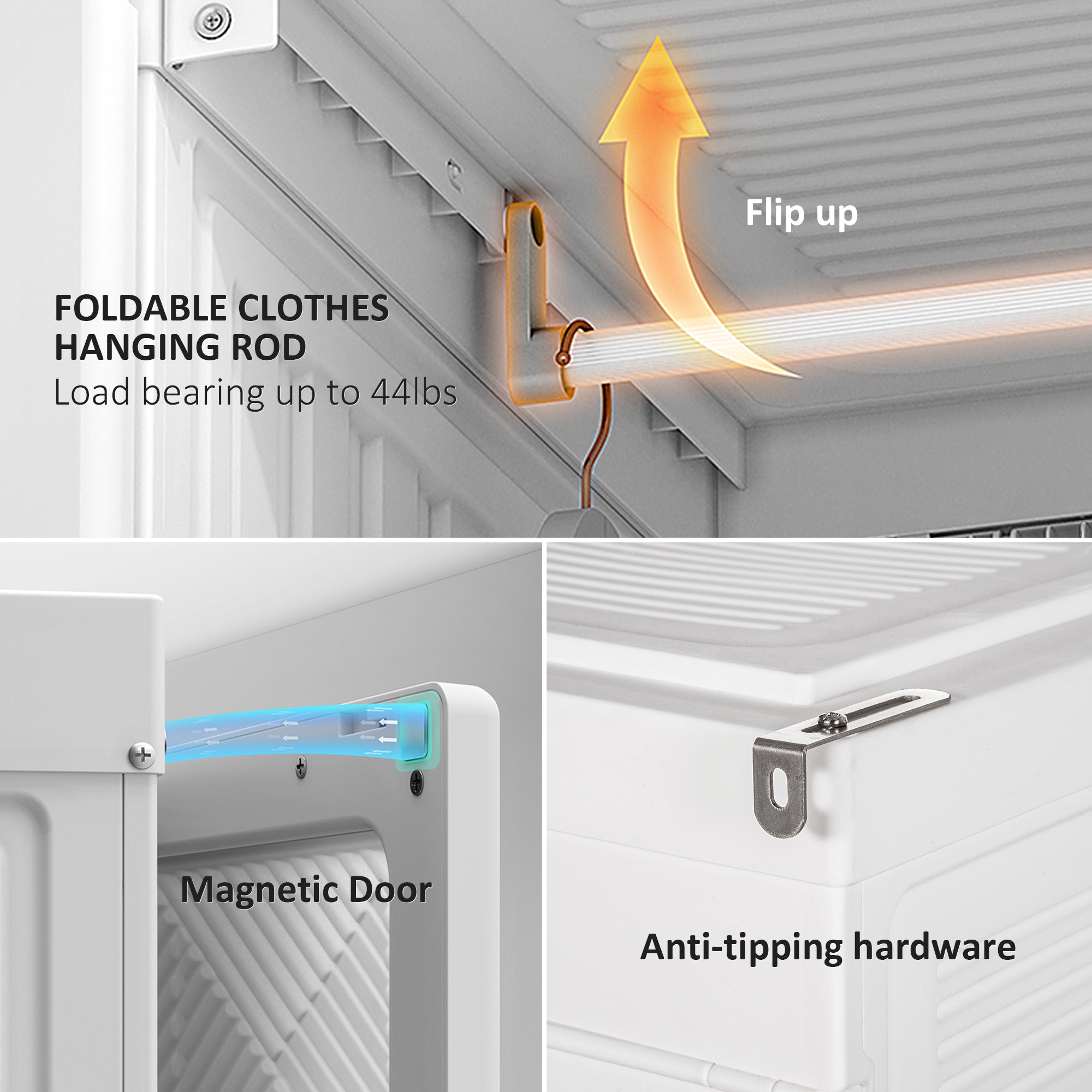 Portable Folding Wardrobe Closet - 8 Cubes White-DECOROLALA