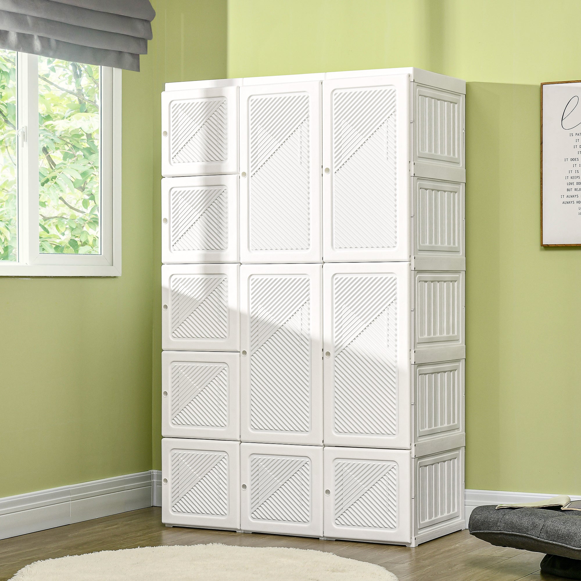 Portable Folding Wardrobe Closet - 8 Cubes White-DECOROLALA