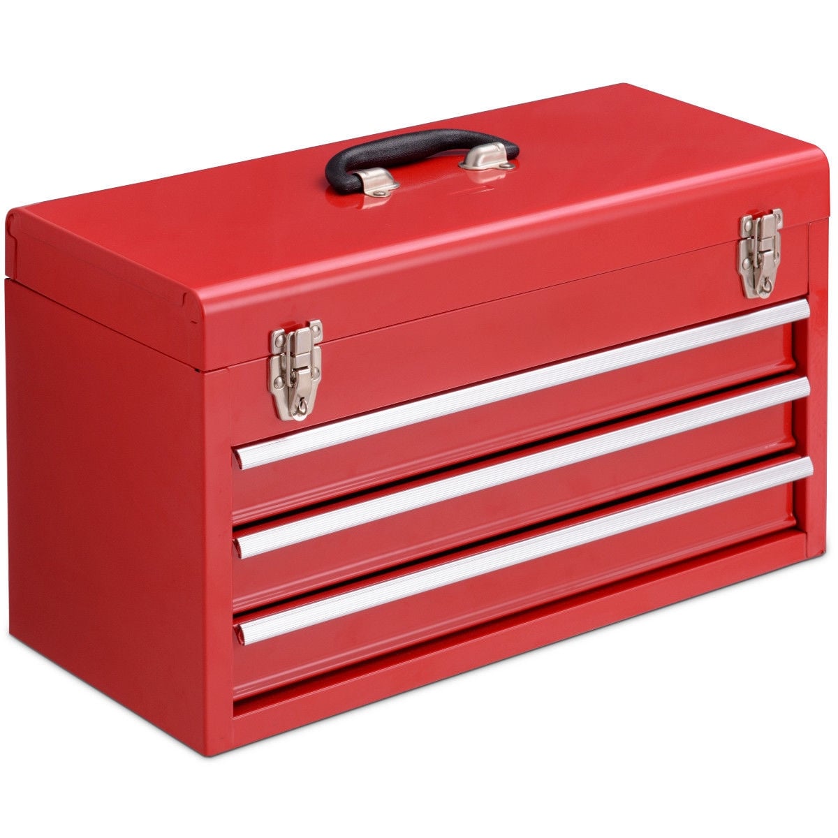 Portable Garage Mechanic Tool Cabinet Box with 3 Drawers-Red-Garages-DECOROLALA