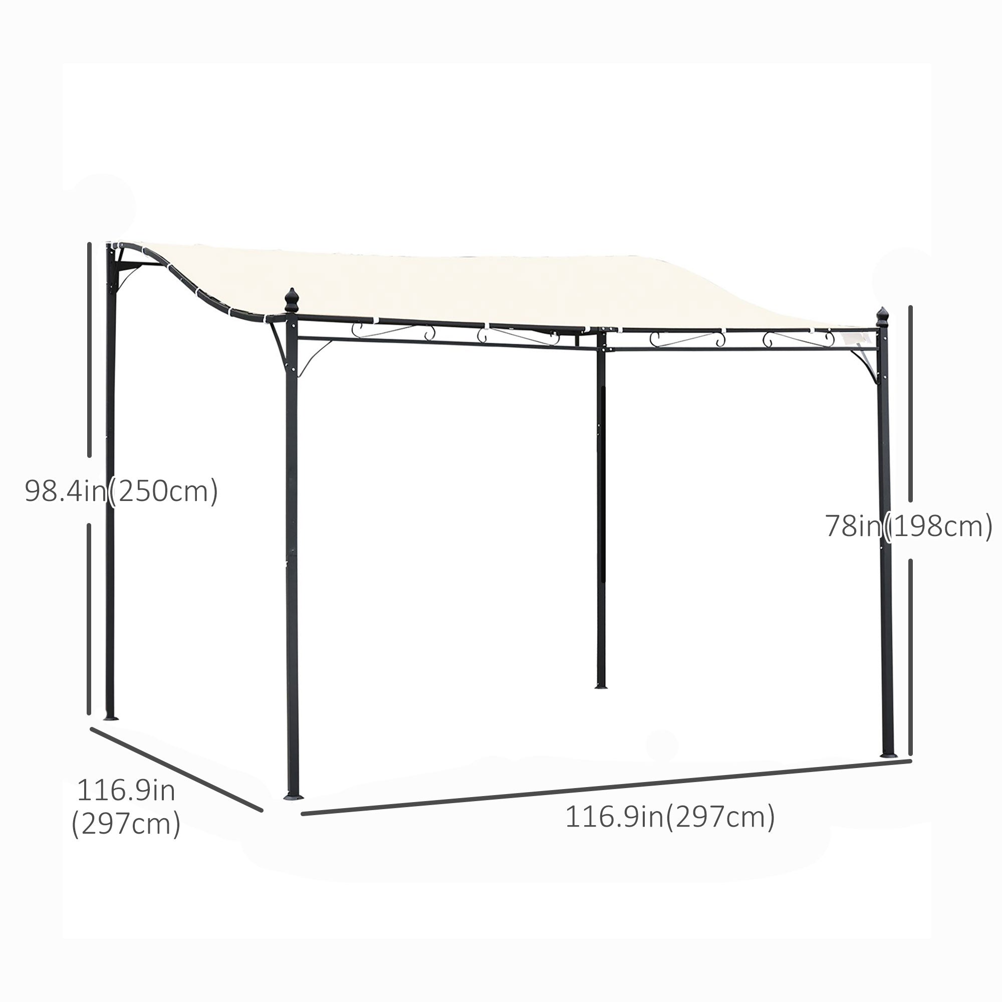 Portable Gazebo 10x10 Steel Cream White - Patio Sunshade-DECOROLALA